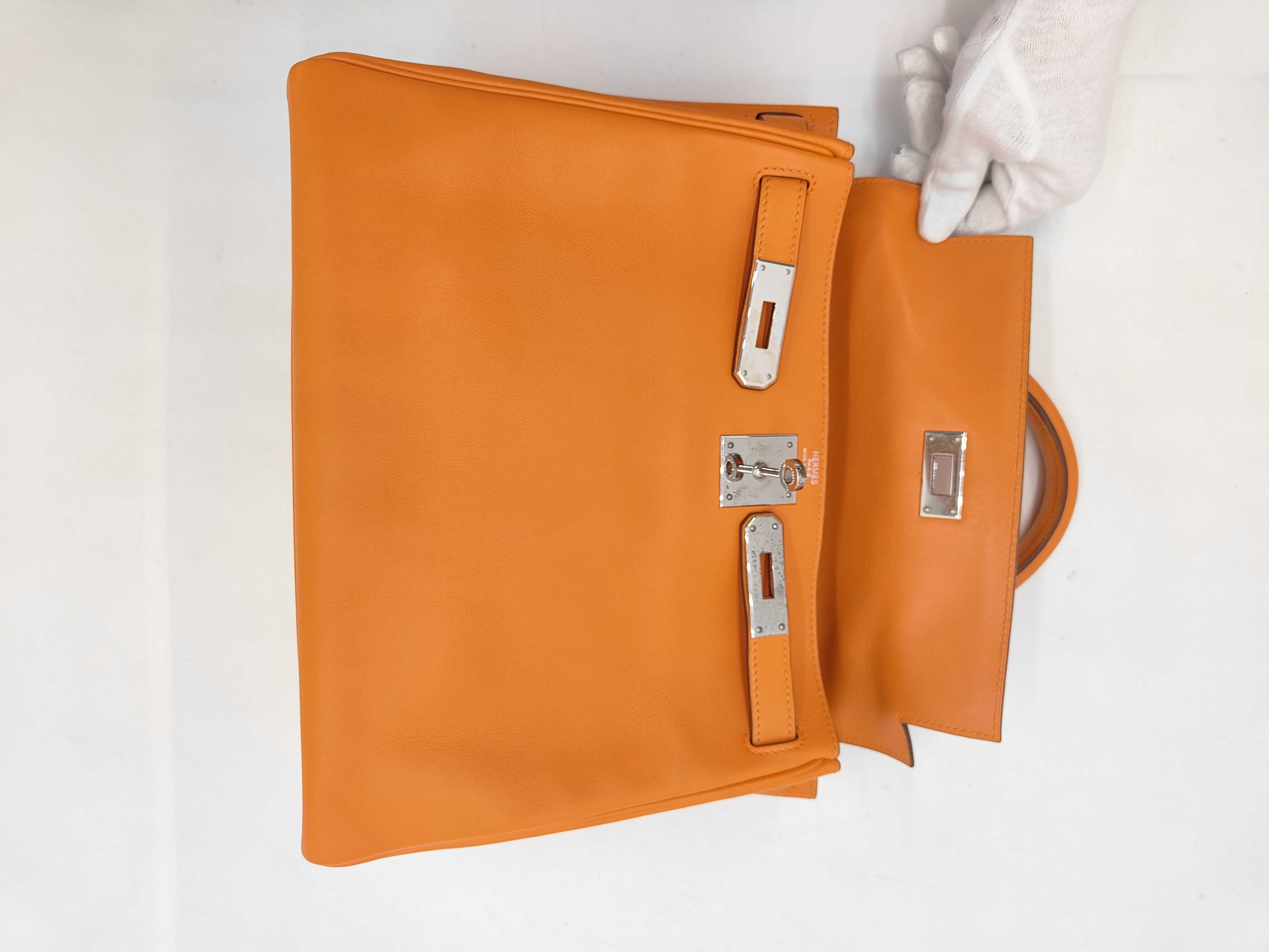 Kelly 28 K stamp Swift orange tote bag — view 8