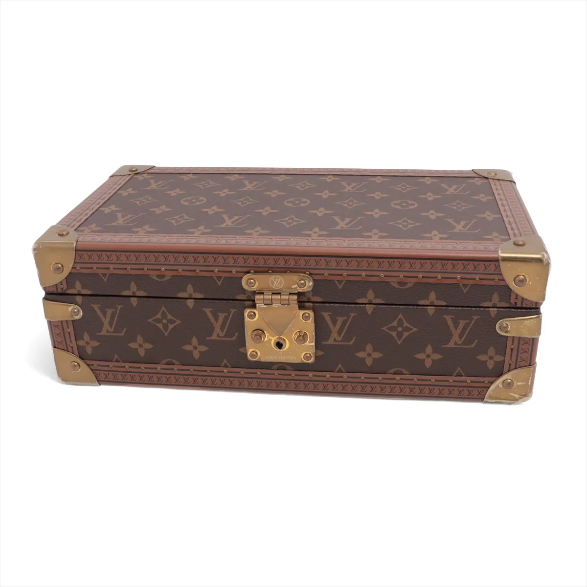 M20039 Coffret 8 Montres VR1210 Watch Case, PVC x Fabric, Brown x Red. Shows signs of wear,