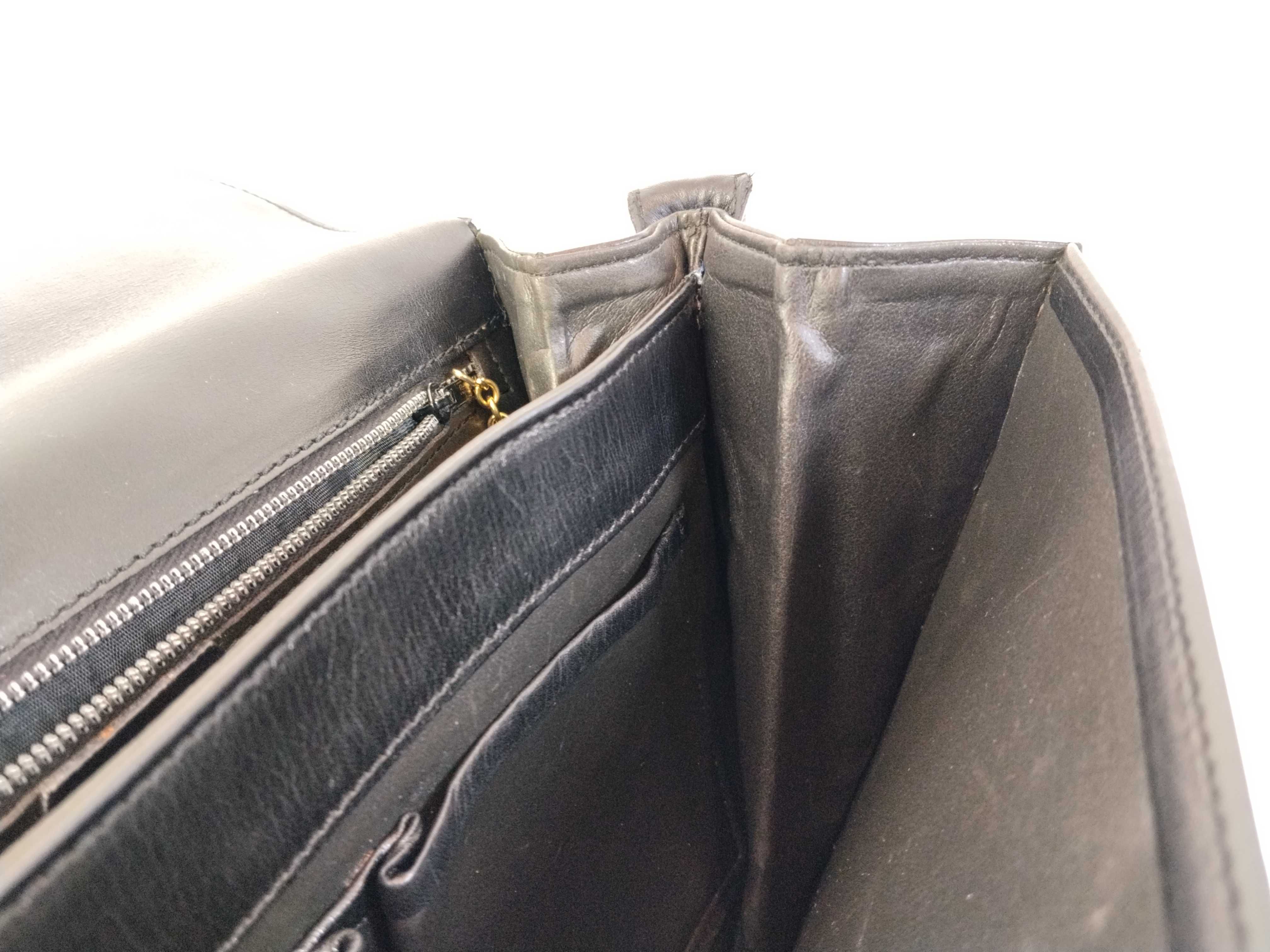 Triomphe Leather Shoulder Bag, Black — view 10