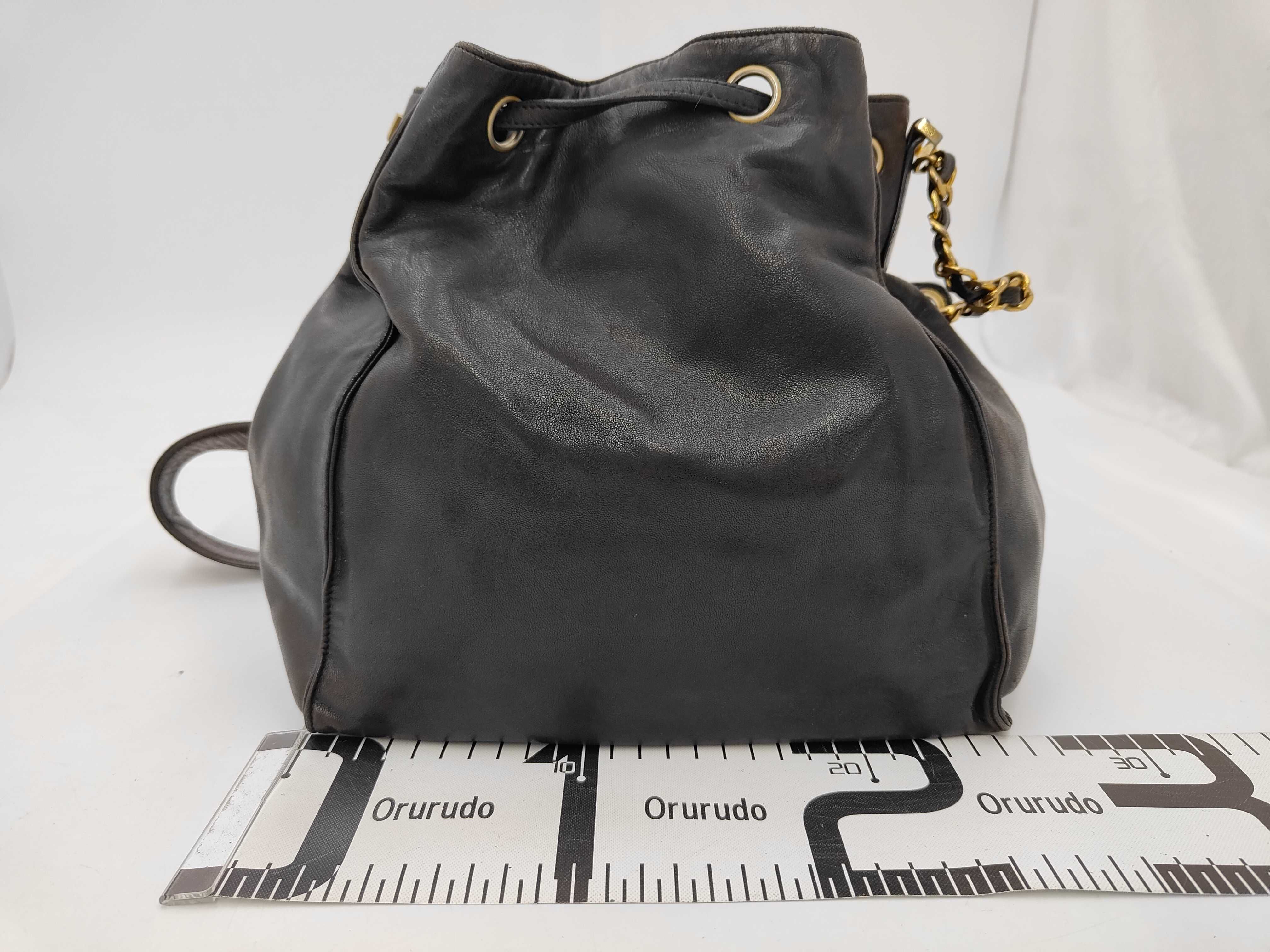 leather drawstring shoulder bag — view 2