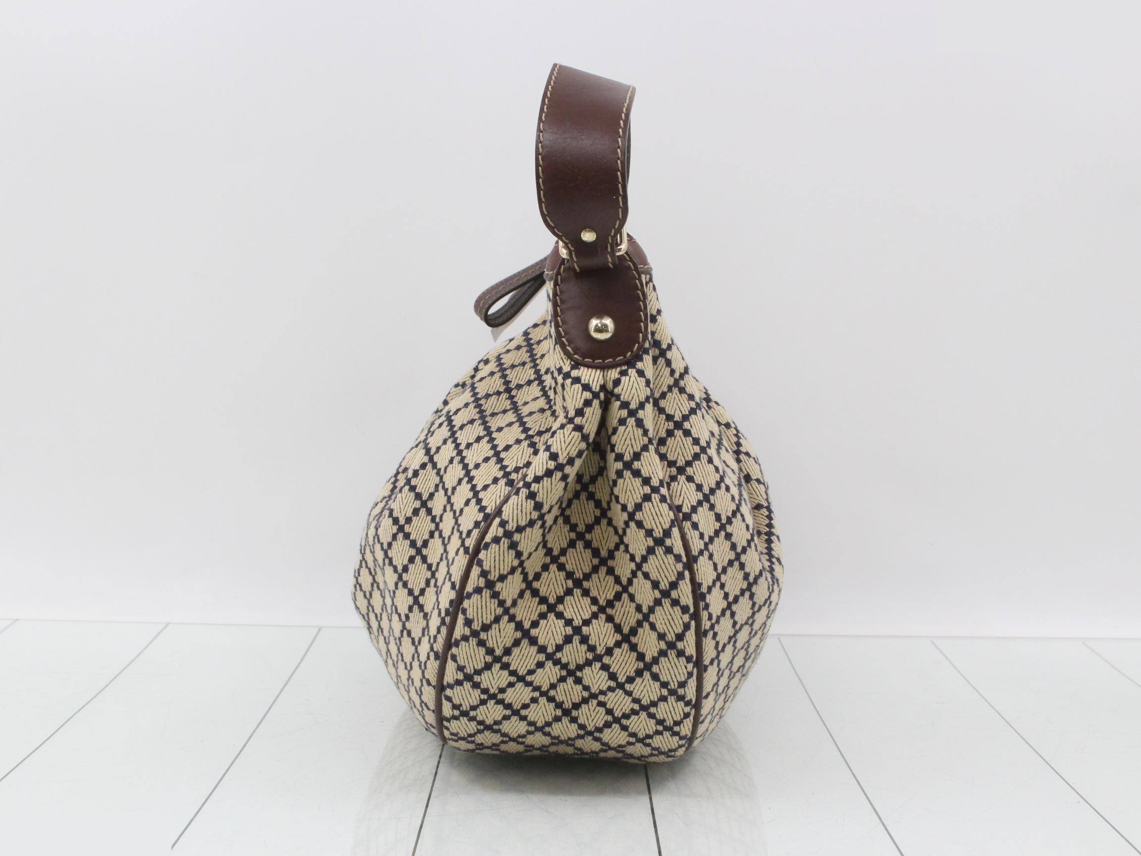Diamante Sukey Hobo Bag, Navy x Brown, with booklet, W39cm — view 3