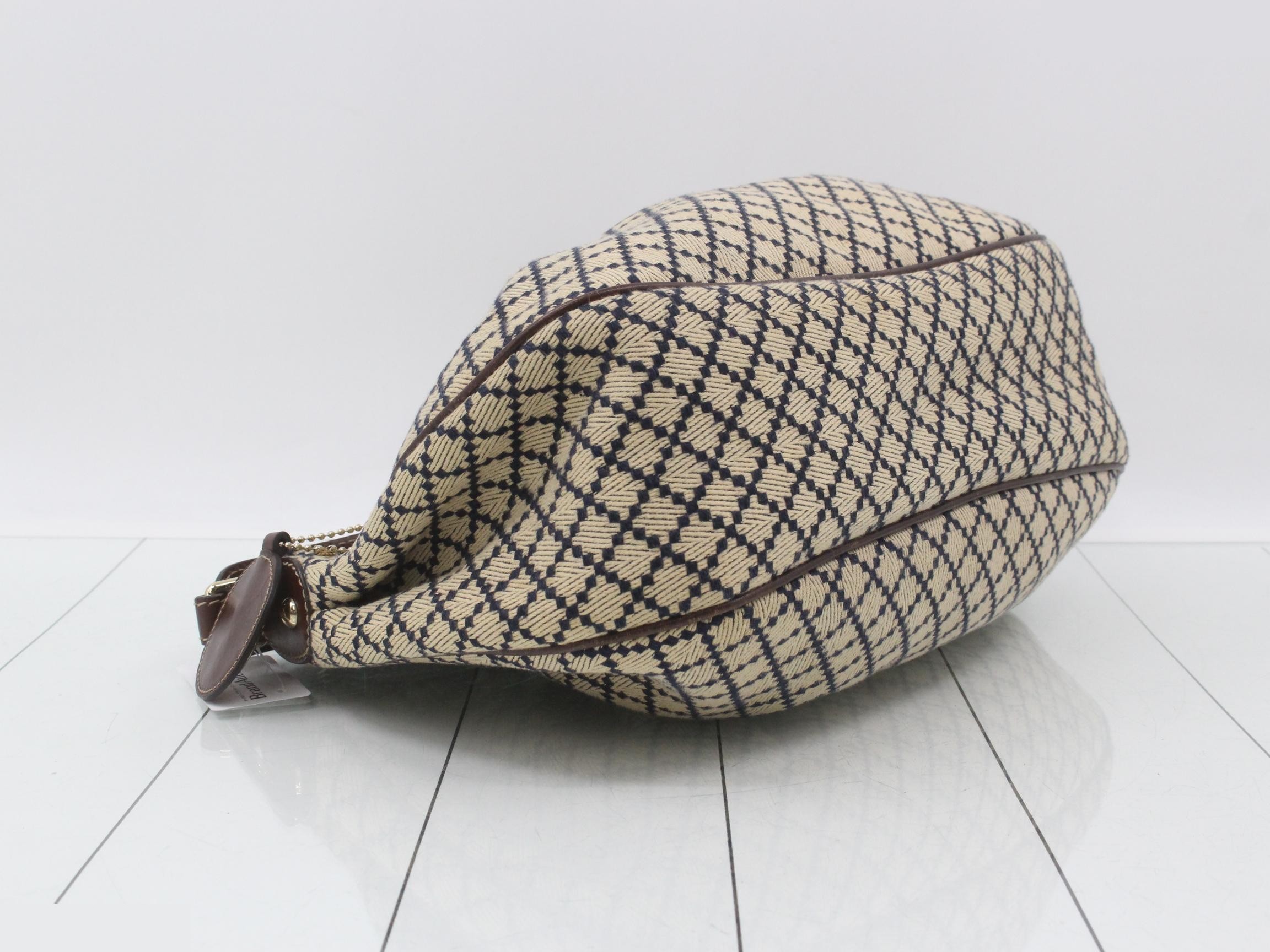 Diamante Sukey Hobo Bag, Navy x Brown, with booklet, W39cm — view 5