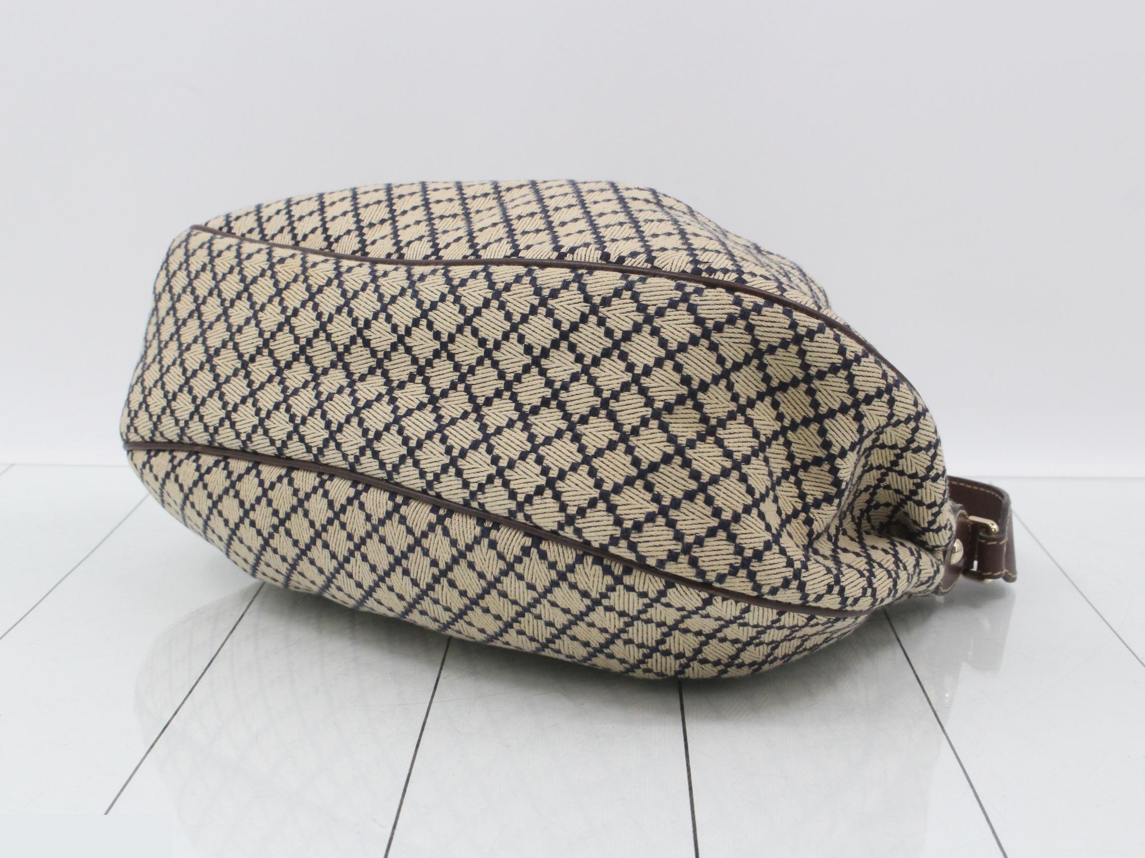 Diamante Sukey Hobo Bag, Navy x Brown, with booklet, W39cm — view 6