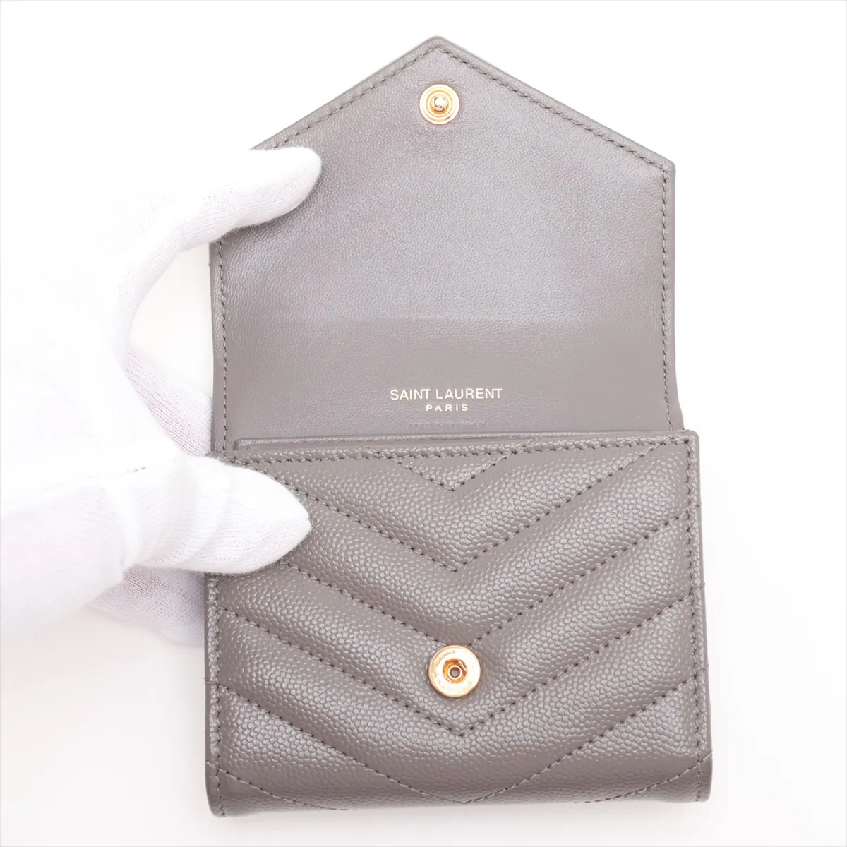 Monogram Cassandra Multifold Wallet GNC692061 Leather Compact Wallet Gray — view 3