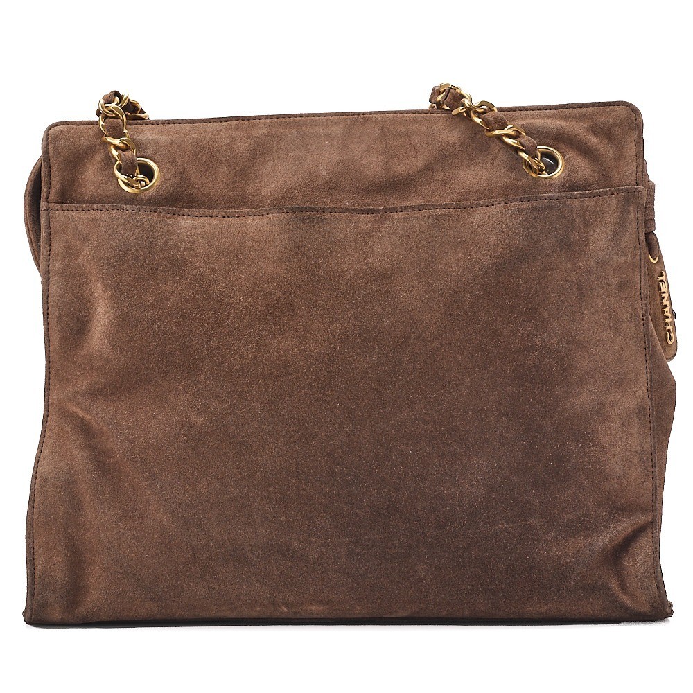 Coco Mark suede chain shoulder bag, brown, gold hardware, model number 3. — view 2