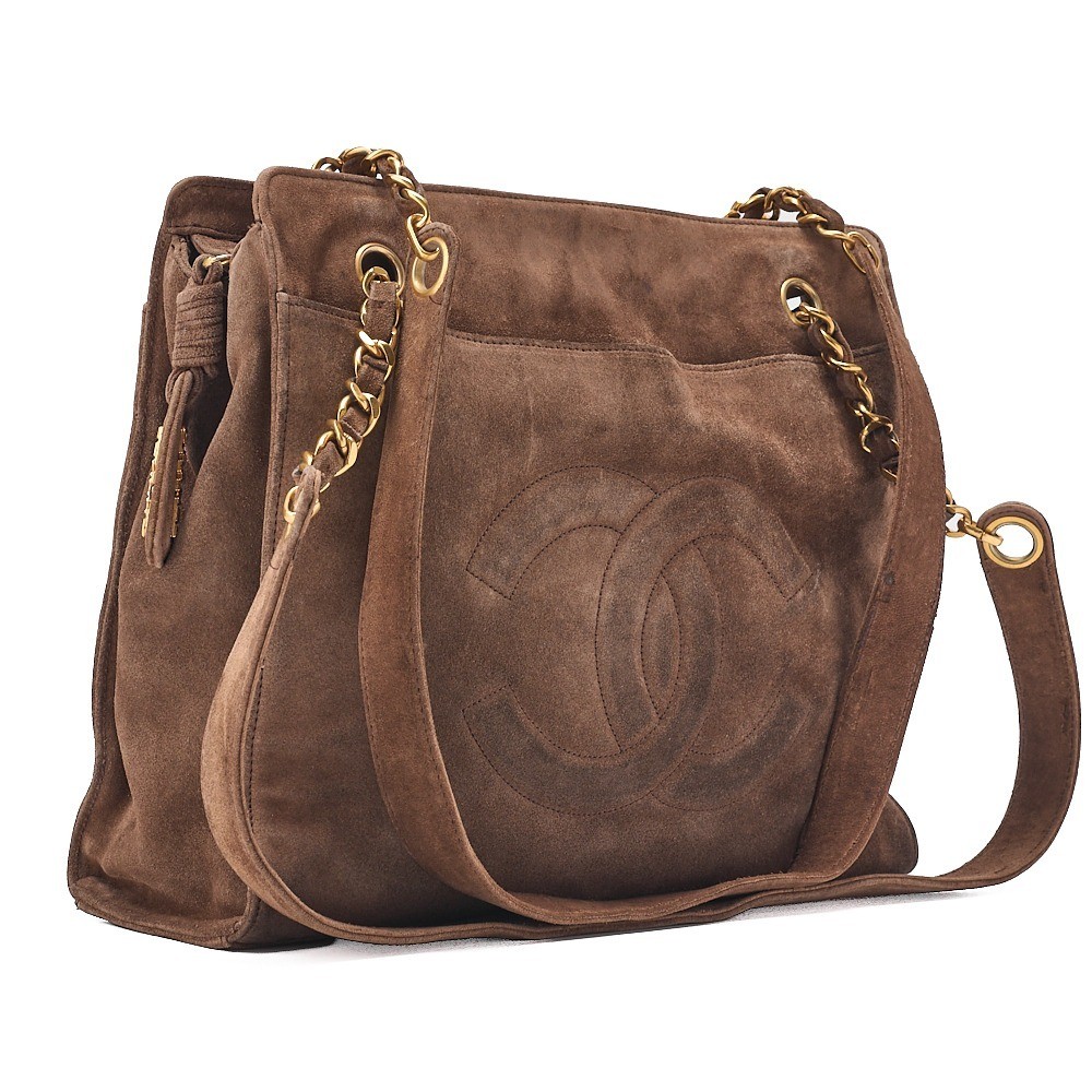 Coco Mark suede chain shoulder bag, brown, gold hardware, model number 3. — view 3