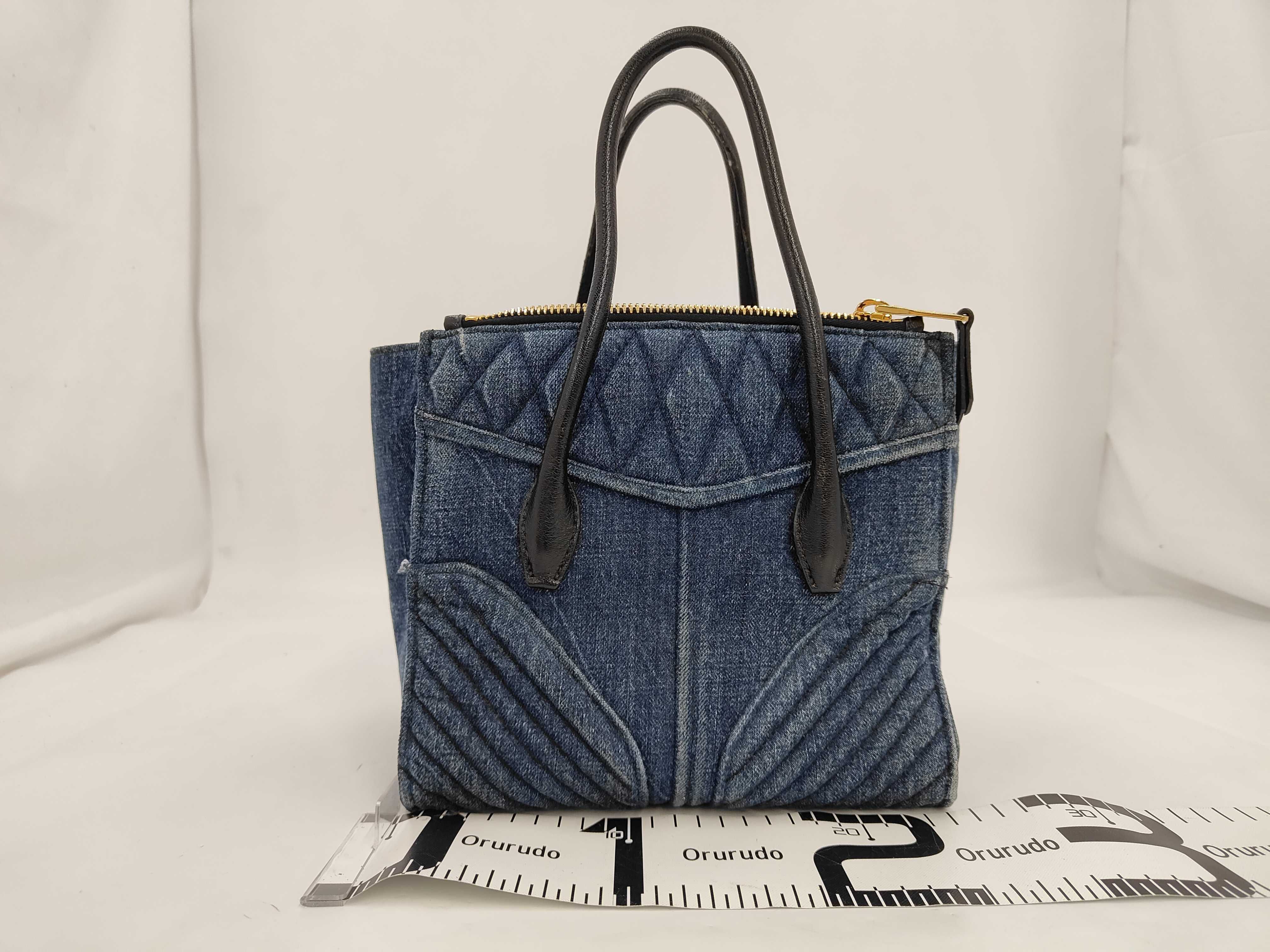 handbag, denim blue handbag — view 2
