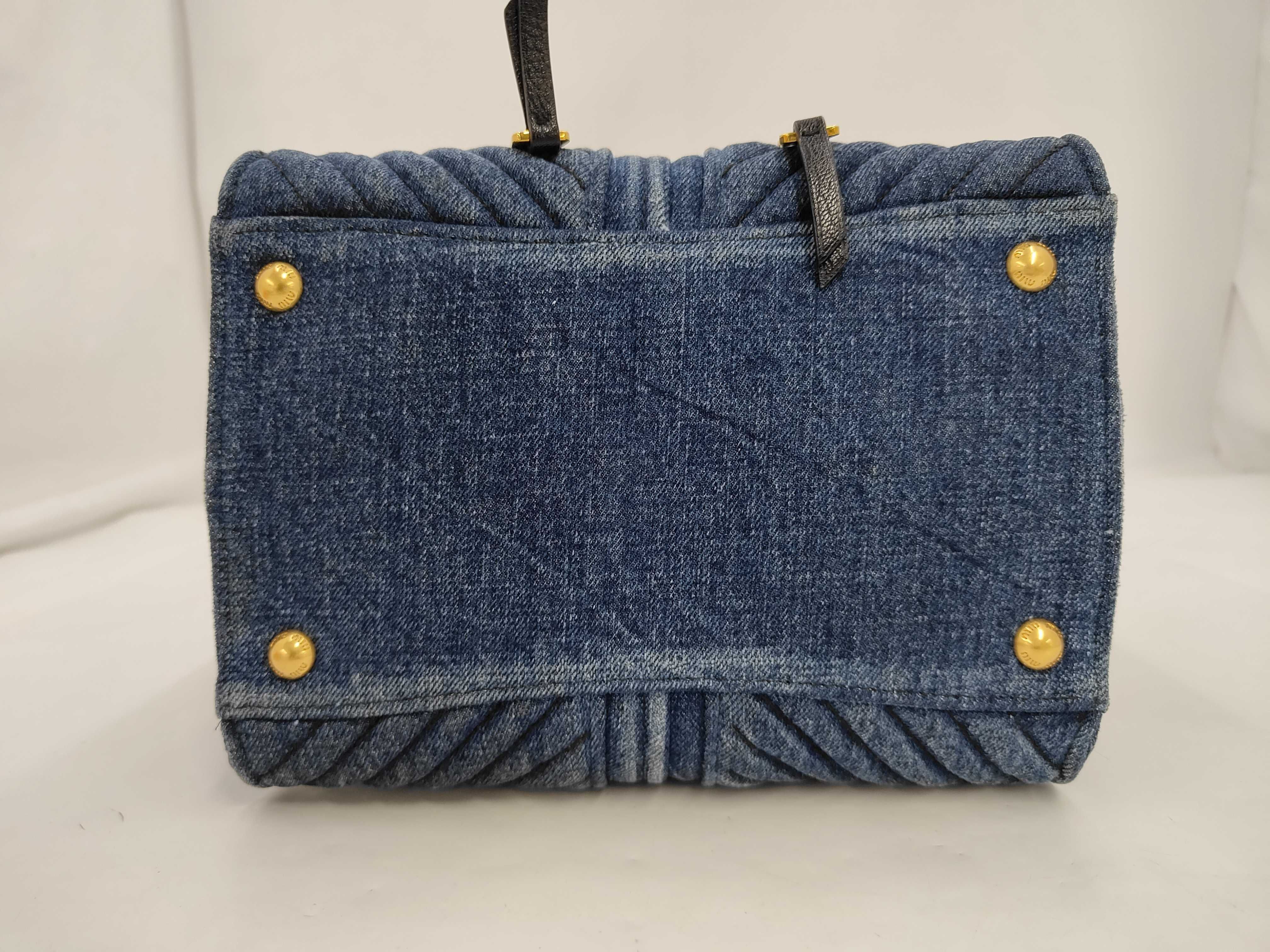 handbag, denim blue handbag — view 3