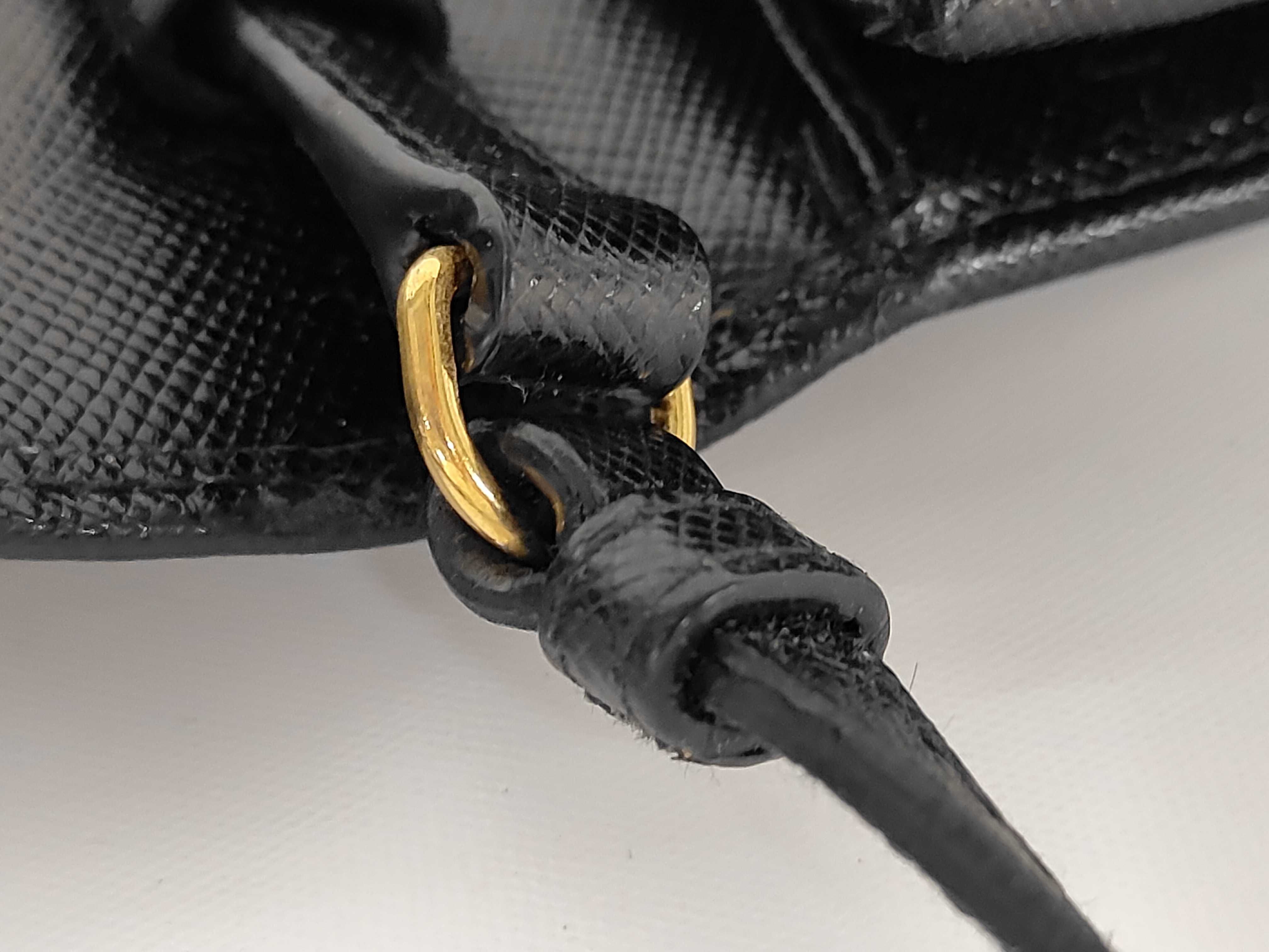 Saffiano Ribbon Chain Wallet Black Shoulder Bag — view 5