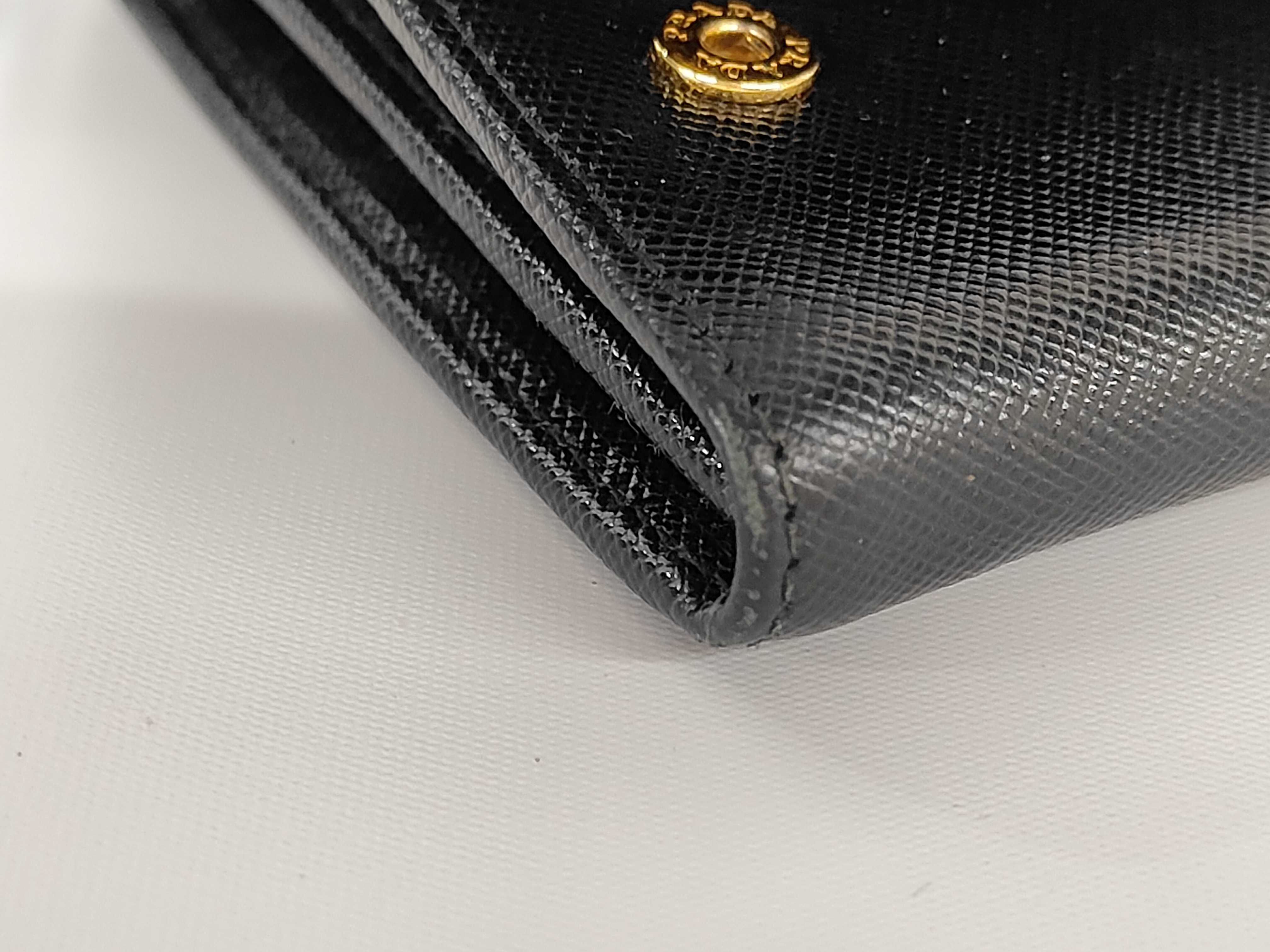 Saffiano Ribbon Chain Wallet Black Shoulder Bag — view 7