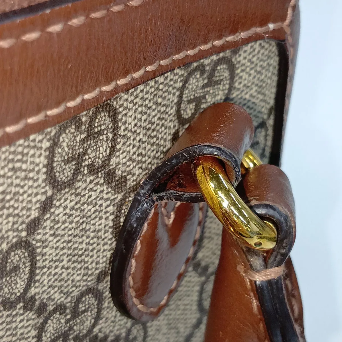 GG Supreme Horsebit 1955 PVC x Leather 2-Way Handbag Brown 640716 — view 11