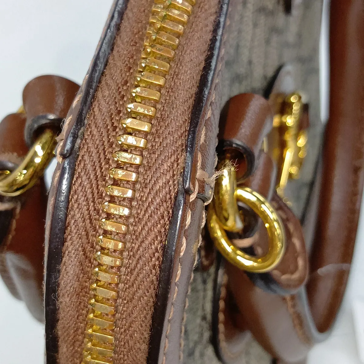 GG Supreme Horsebit 1955 PVC x Leather 2-Way Handbag Brown 640716 — view 12