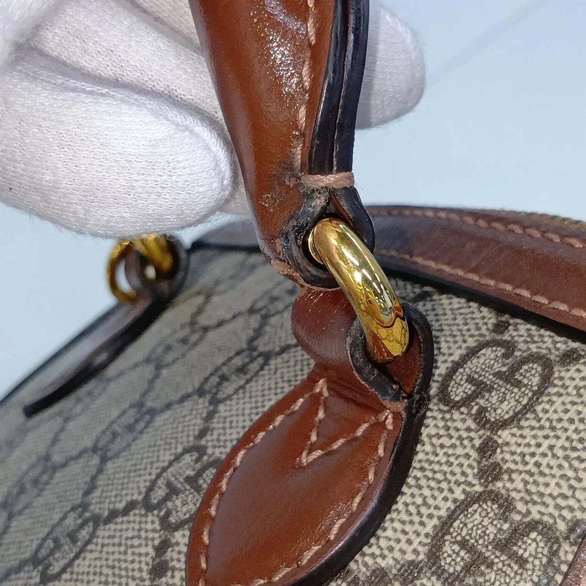 GG Supreme Horsebit 1955 PVC x Leather 2-Way Handbag Brown 640716 — view 13