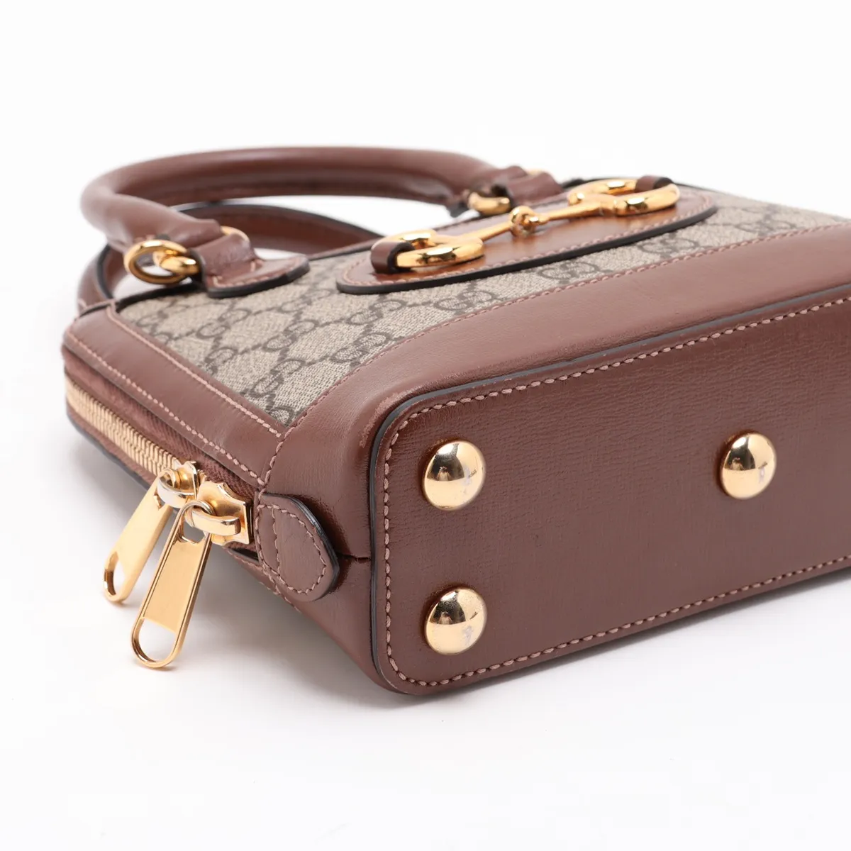 GG Supreme Horsebit 1955 PVC x Leather 2-Way Handbag Brown 640716 — view 4