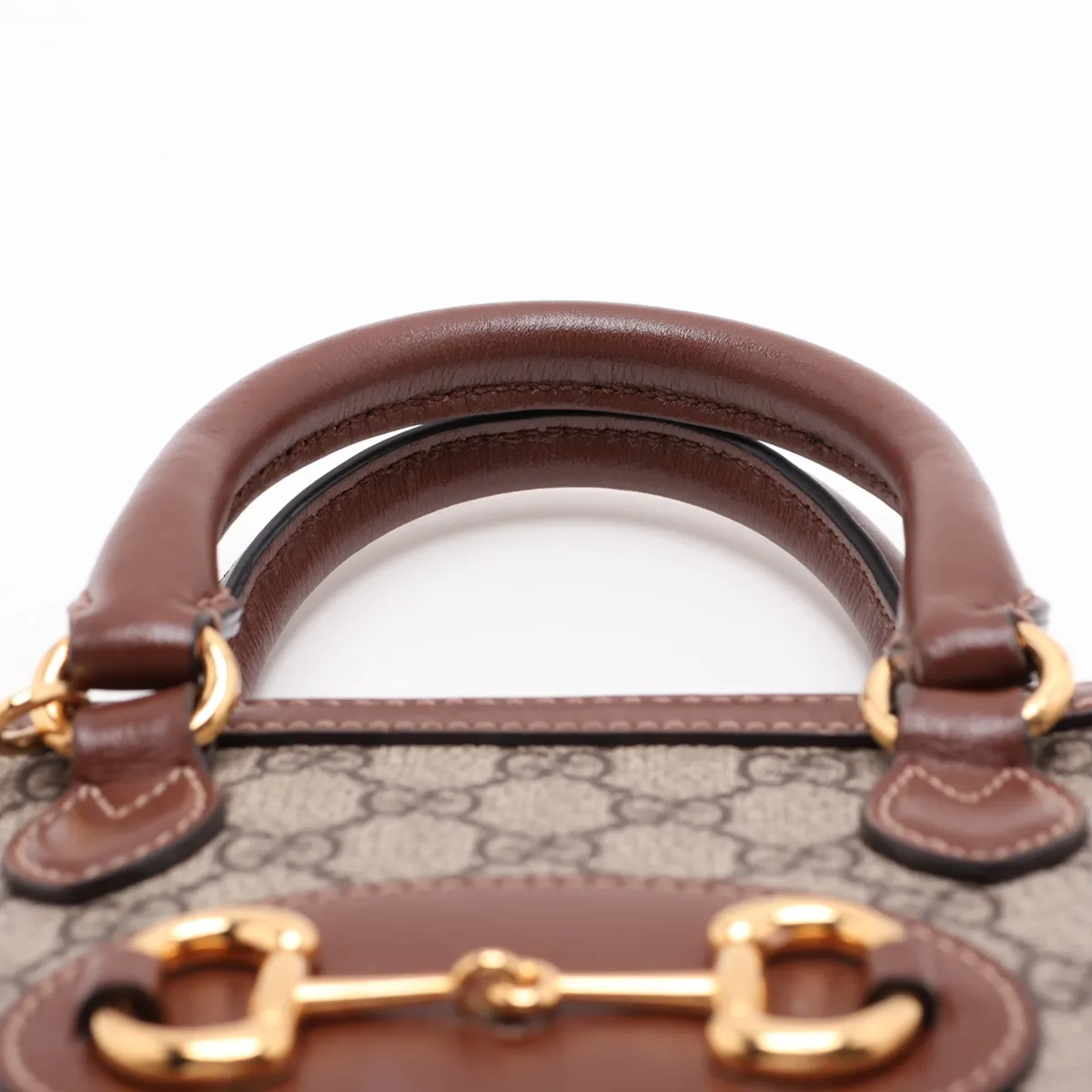 GG Supreme Horsebit 1955 PVC x Leather 2-Way Handbag Brown 640716 — view 6