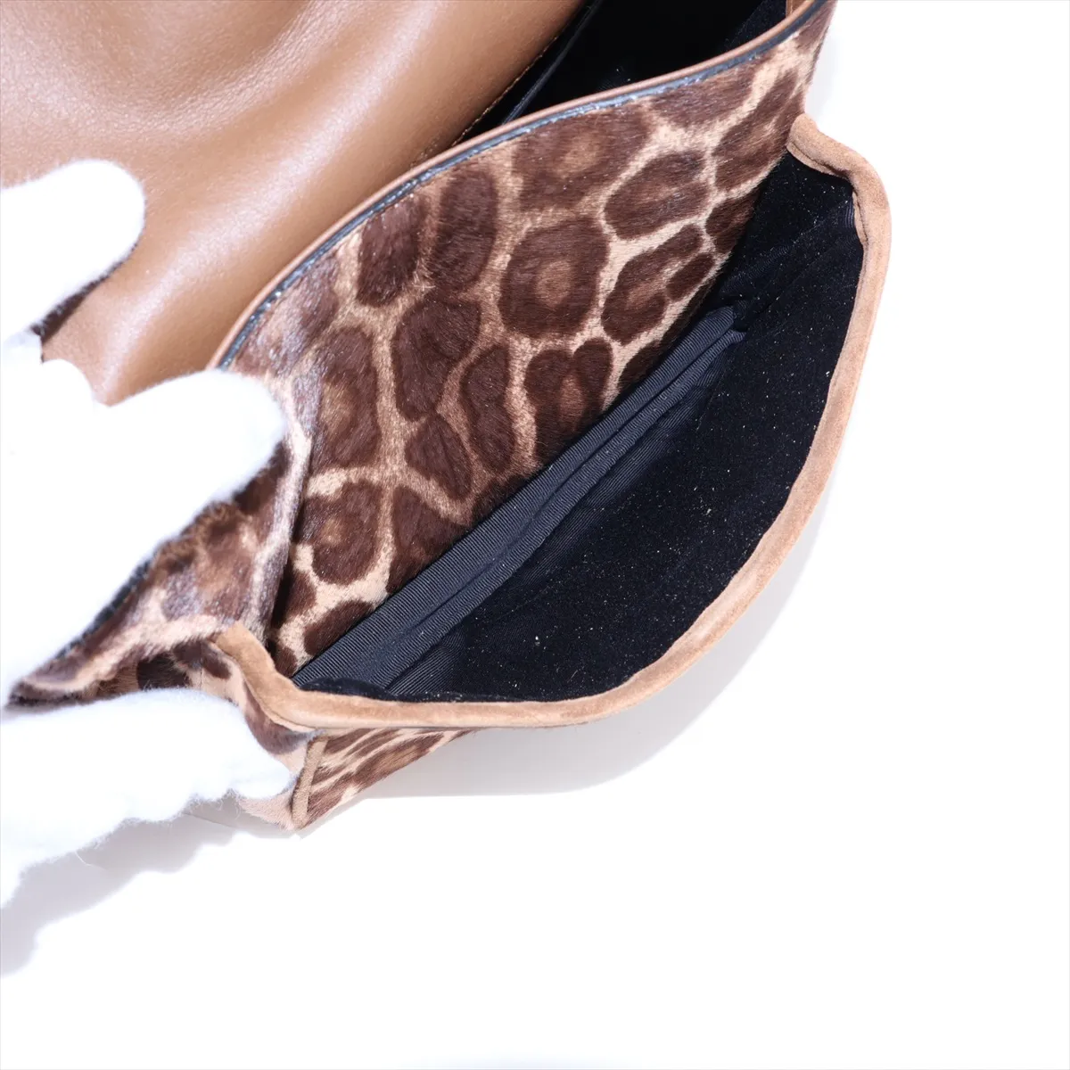 Niki 633151 Calf Hair x Suede Chain Shoulder Bag Brown — view 8