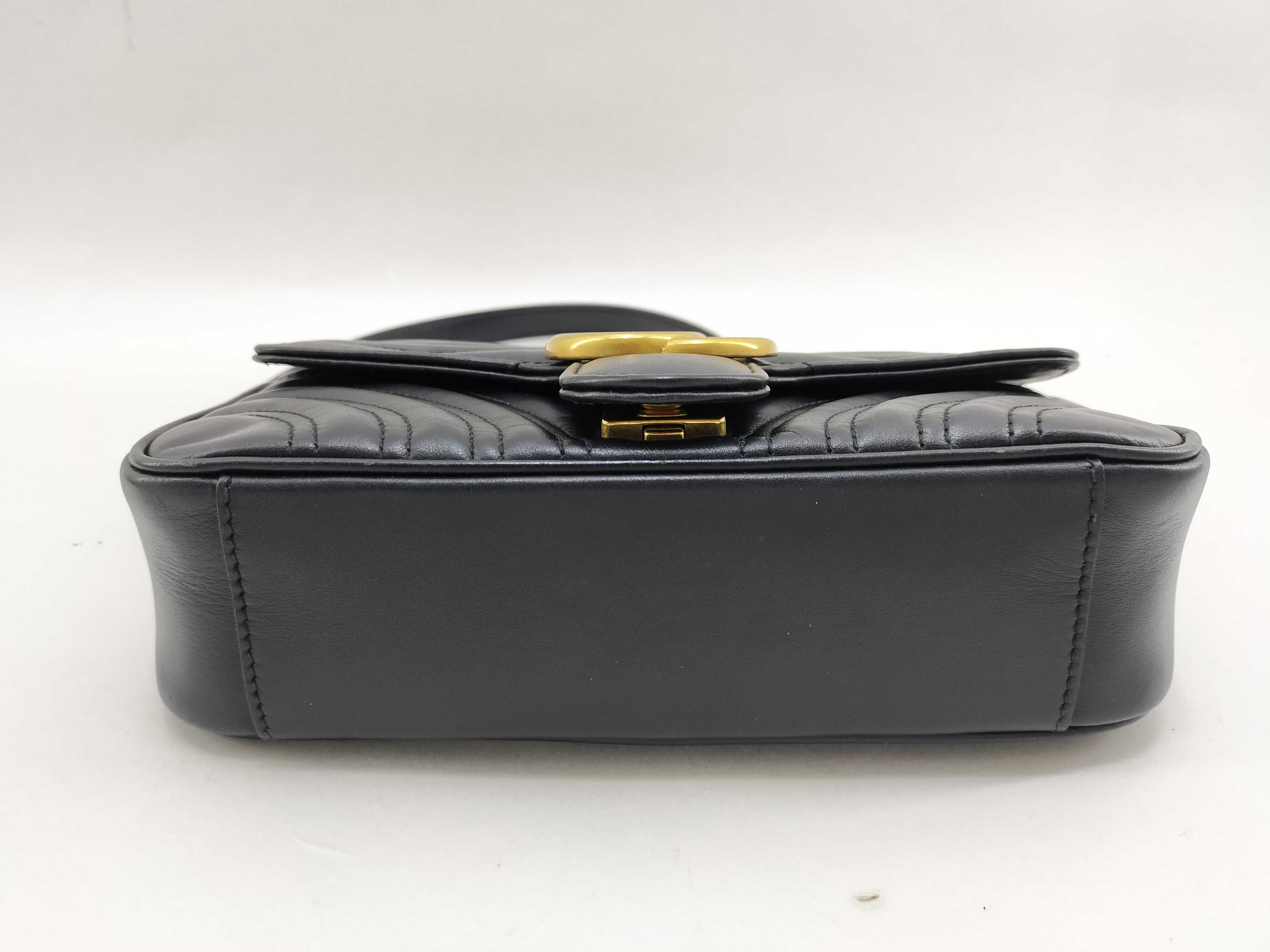 GG Marmont Shoulder Bag, Leather, Black Shoulder Bag — view 3