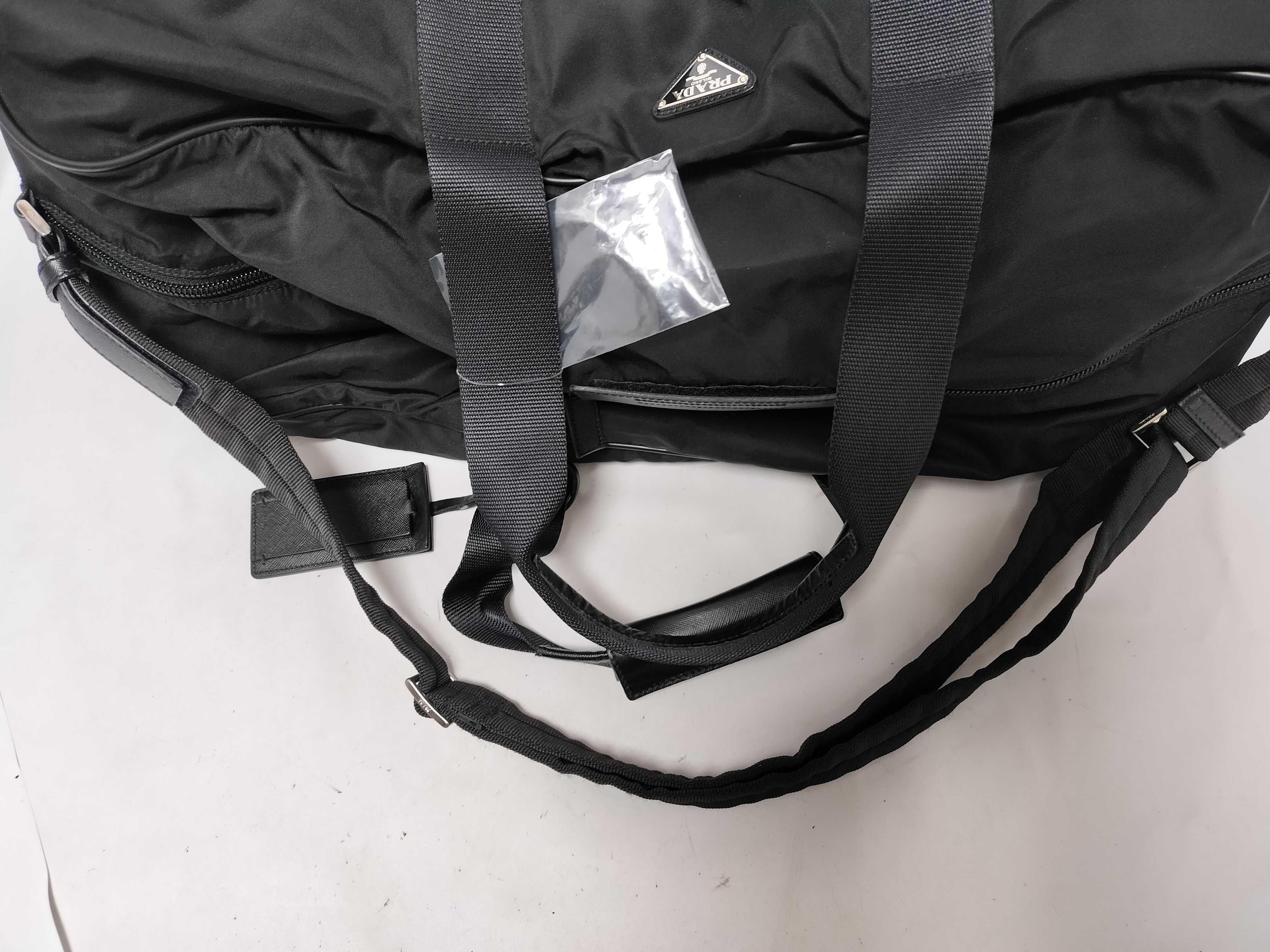 Nylon Tessuto Boston Bag, Black Nylon Boston Bag — view 3