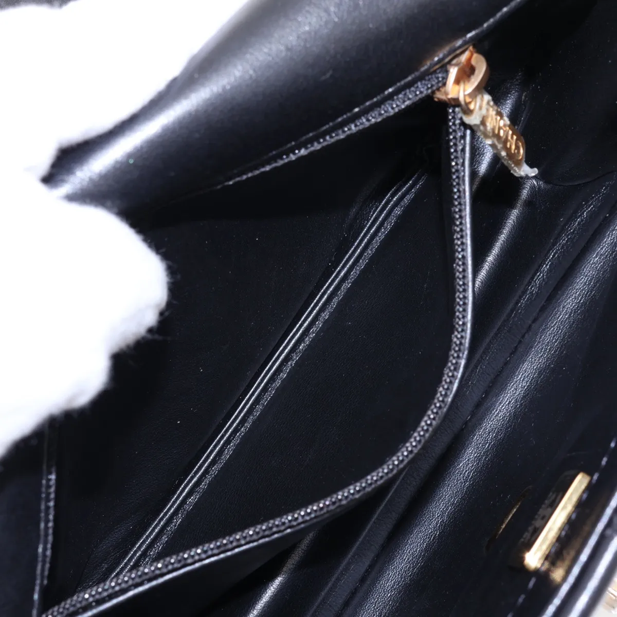 Matelassé Lambskin Chain Shoulder Bag, Black with Gold Hardware, ATHH1T9L, Random Plate — view 7