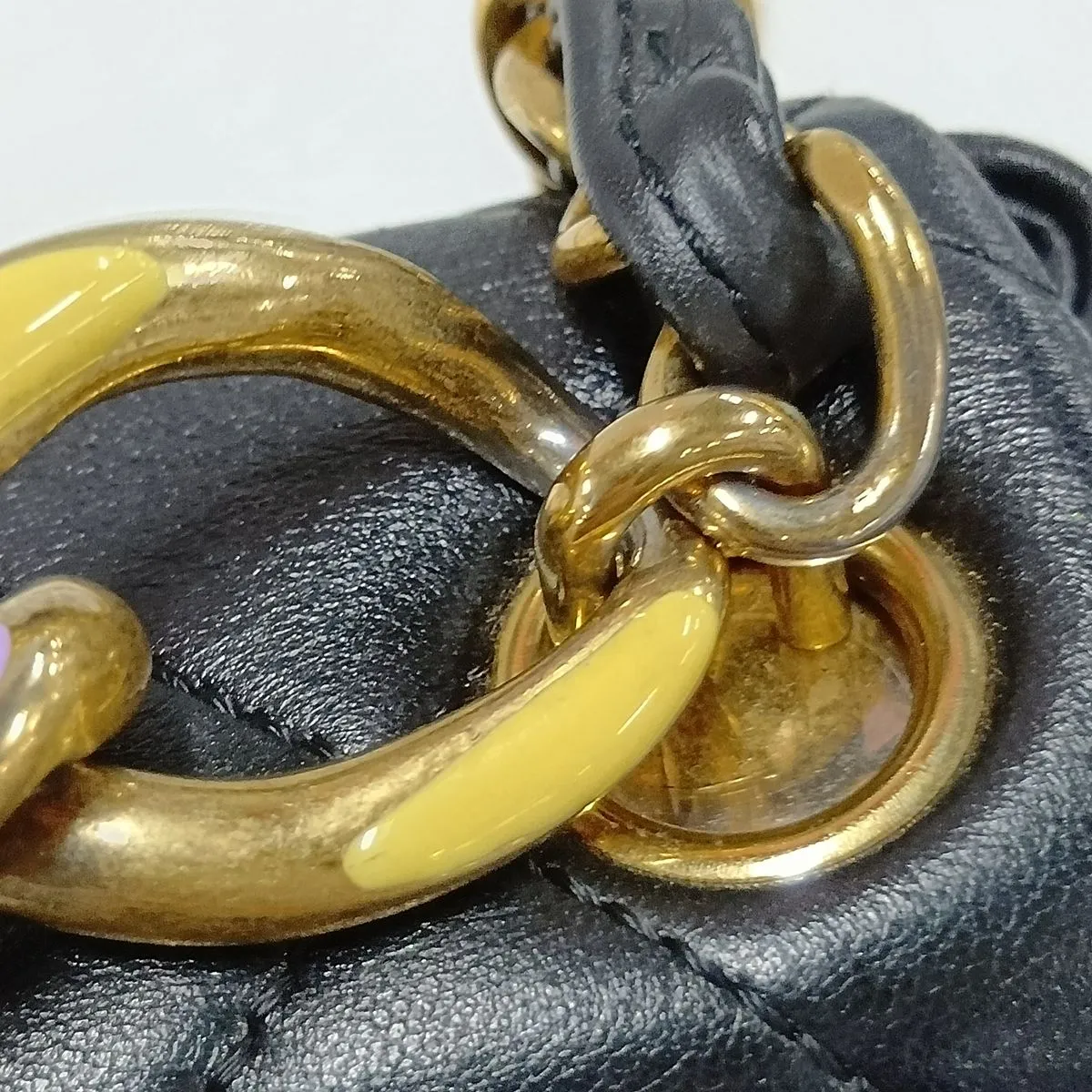 Matelassé Lambskin Chain Shoulder Bag, Black with Gold Hardware, ATHH1T9L, Random Plate — view 10