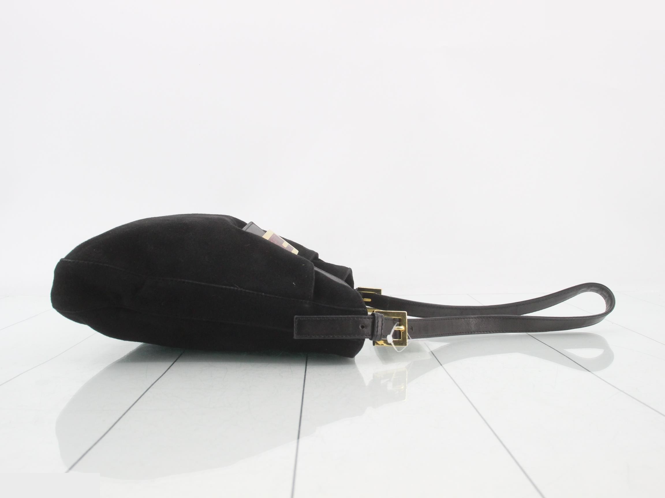 Shoulder bag, suede/leather, black — view 3