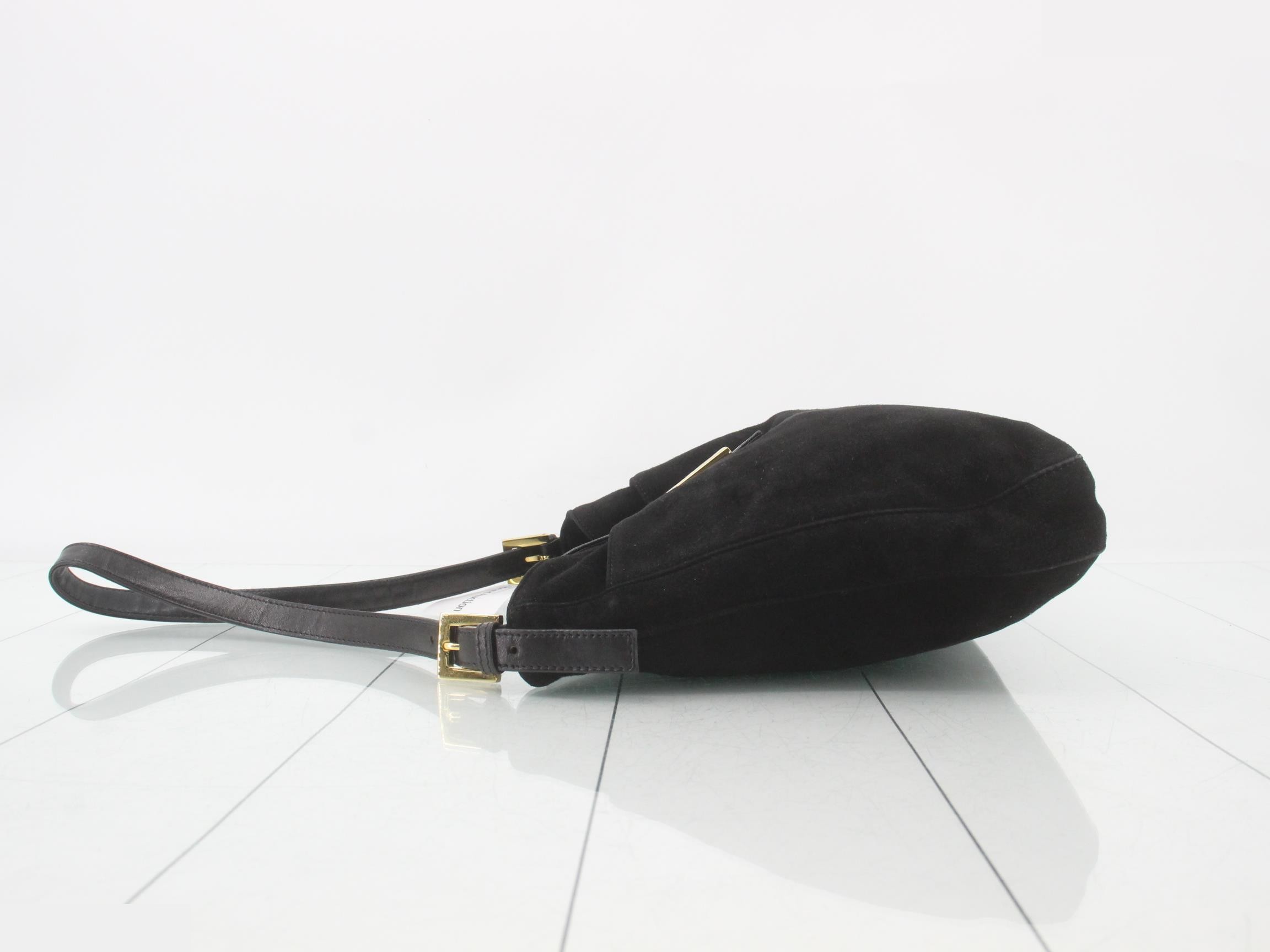 Shoulder bag, suede/leather, black — view 4