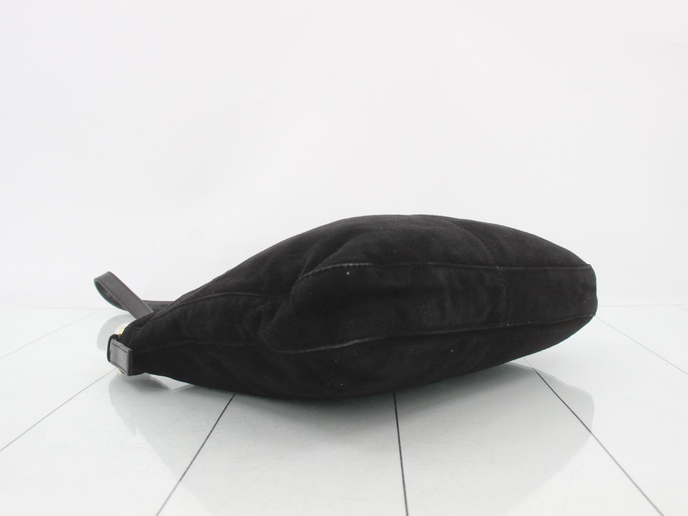 Shoulder bag, suede/leather, black — view 5