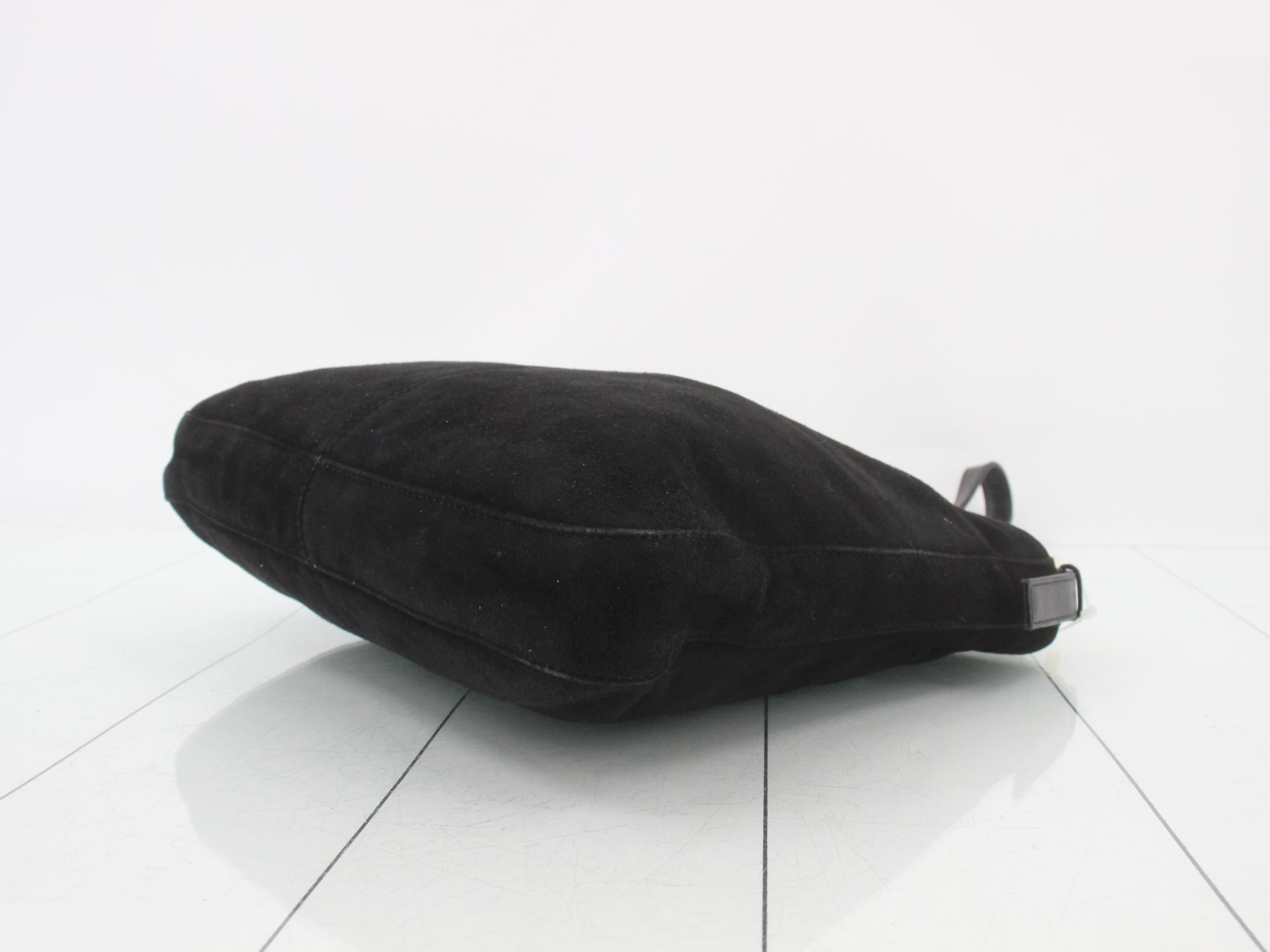 Shoulder bag, suede/leather, black — view 6