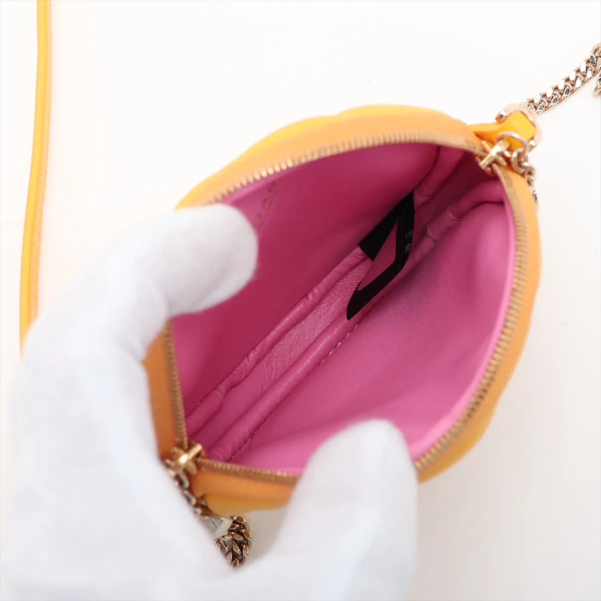 Serpenti Cabochon Leather Chain Shoulder Bag, Yellow — view 6