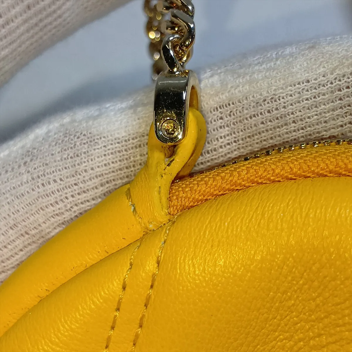 Serpenti Cabochon Leather Chain Shoulder Bag, Yellow — view 8