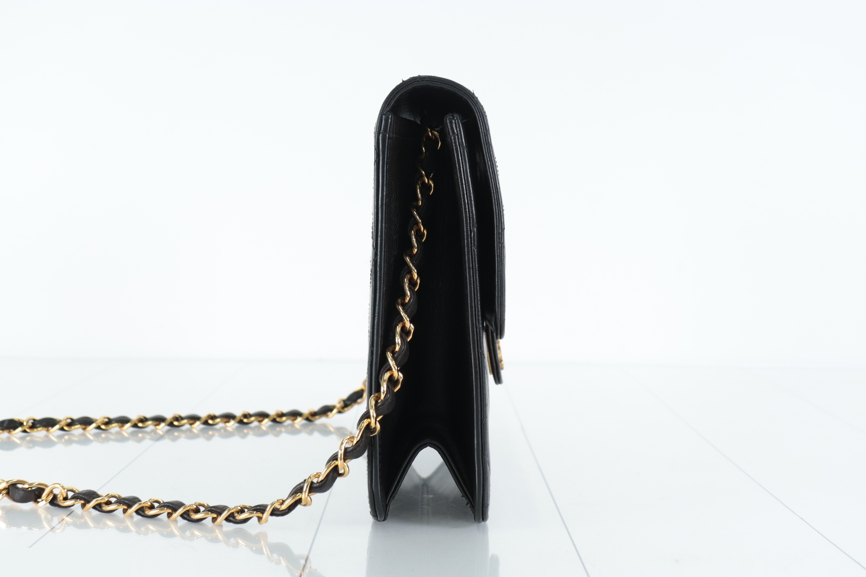 Push-lock Lamb Chain Shoulder Bag, Size 5 — view 4