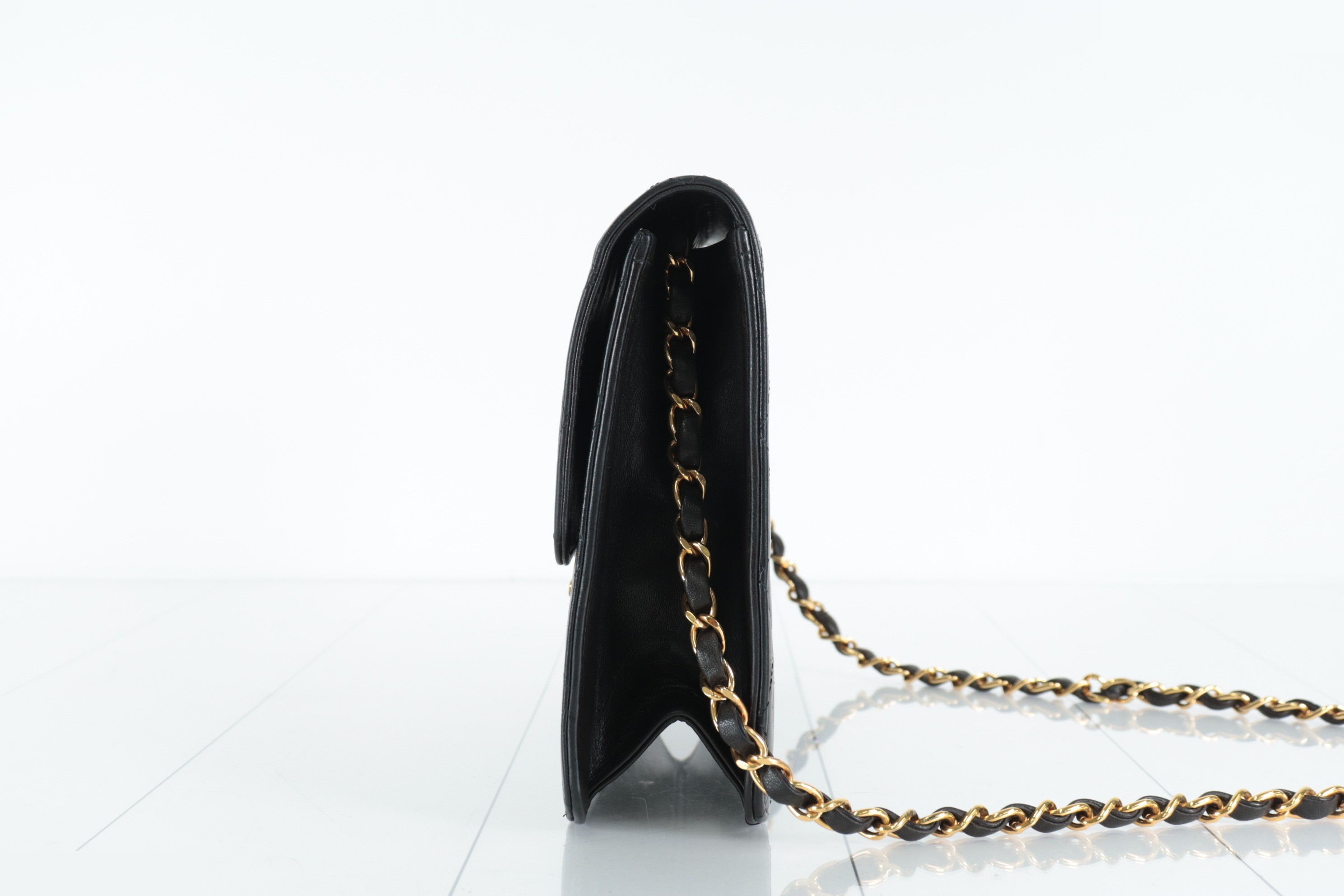 Push-lock Lamb Chain Shoulder Bag, Size 5 — view 5