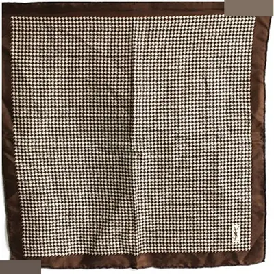 silk scarf, brown and beige, with tag.
