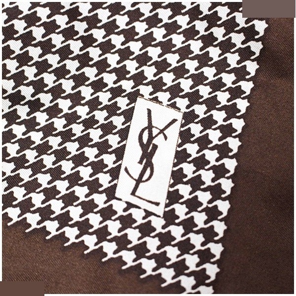 silk scarf, brown and beige, with tag. — view 4