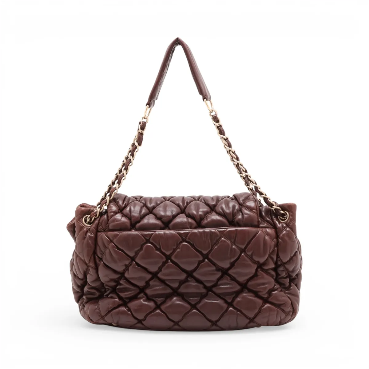 Bubble Quilted Lambskin Chain Shoulder Bag, Brown with Gold Hardware, Item No. 11533043, Series 11 — view 2