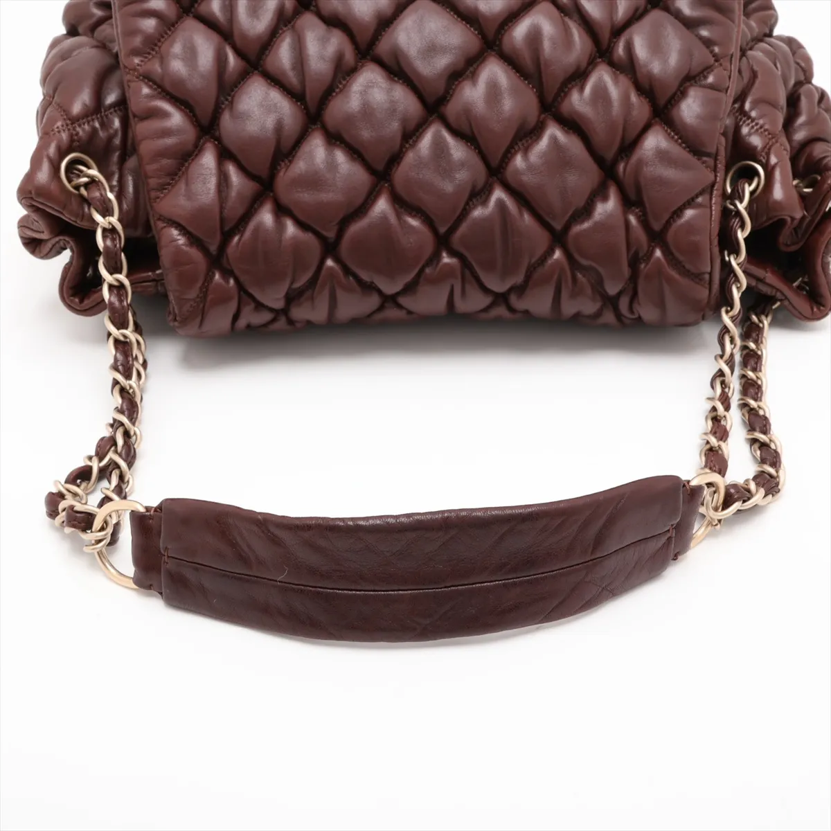Bubble Quilted Lambskin Chain Shoulder Bag, Brown with Gold Hardware, Item No. 11533043, Series 11 — view 5