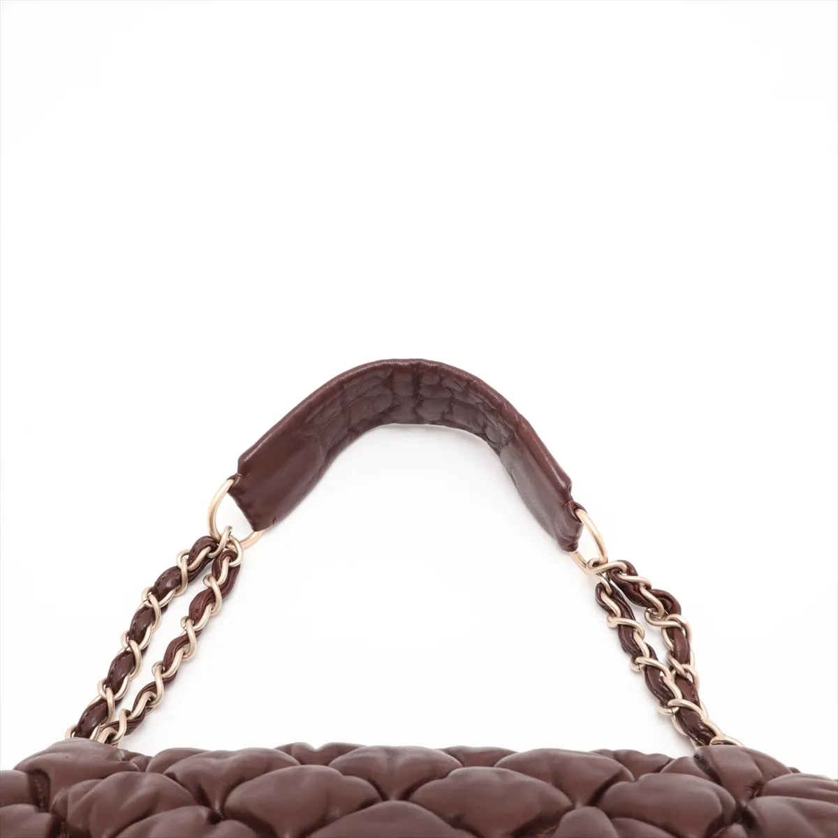 Bubble Quilted Lambskin Chain Shoulder Bag, Brown with Gold Hardware, Item No. 11533043, Series 11 — view 6