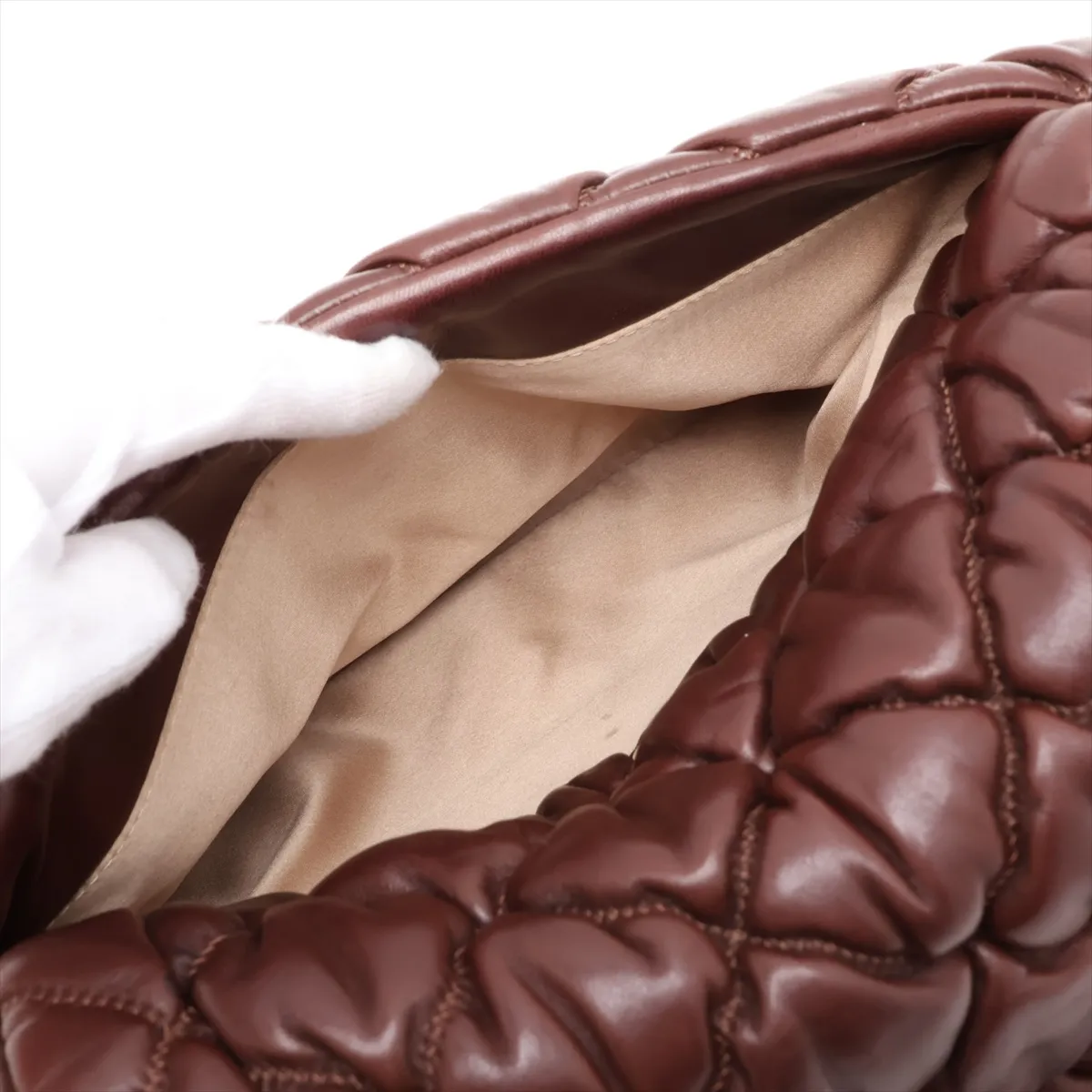 Bubble Quilted Lambskin Chain Shoulder Bag, Brown with Gold Hardware, Item No. 11533043, Series 11 — view 10