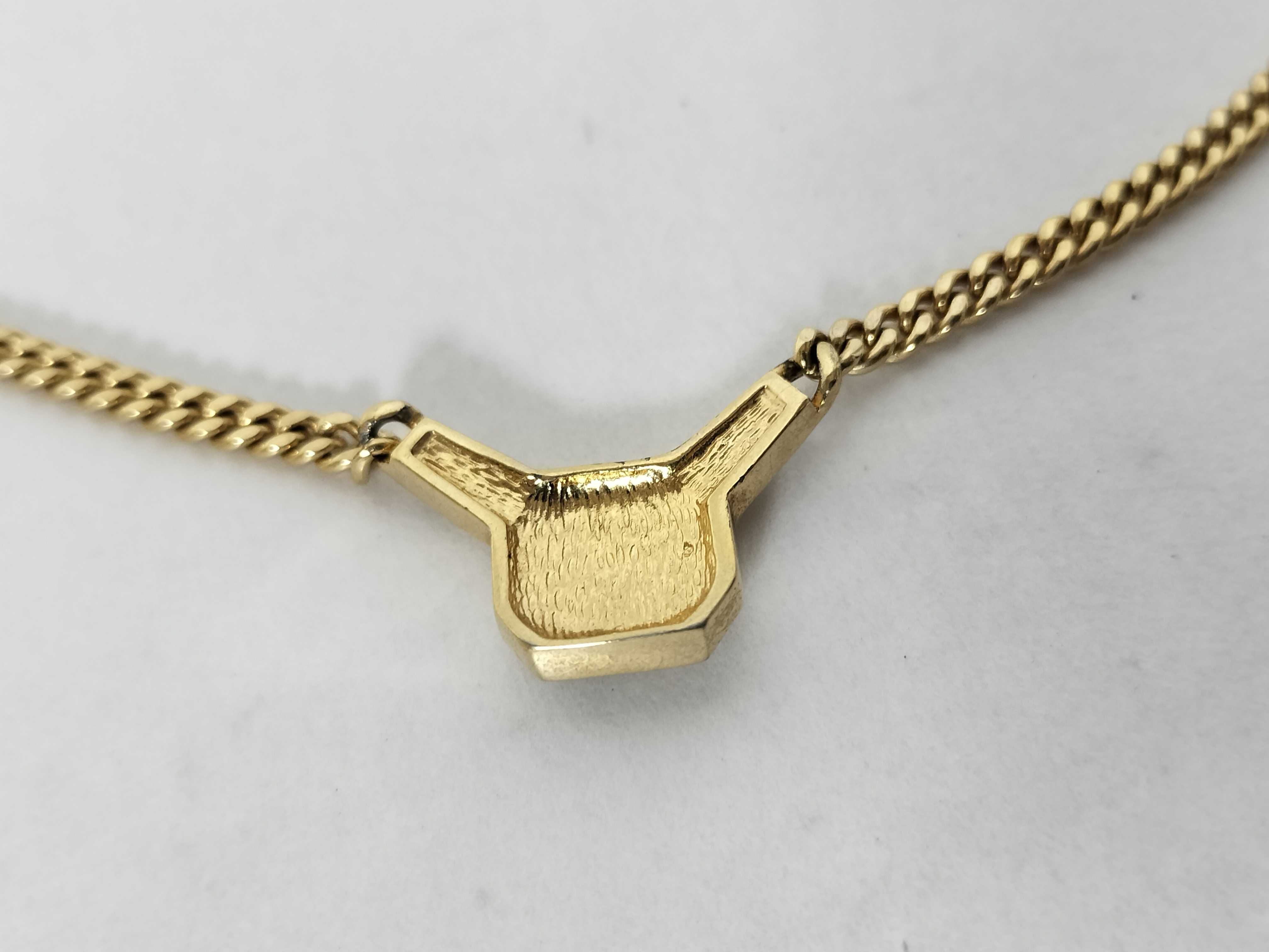 central logo rhinestone octagon pendant necklace — view 2