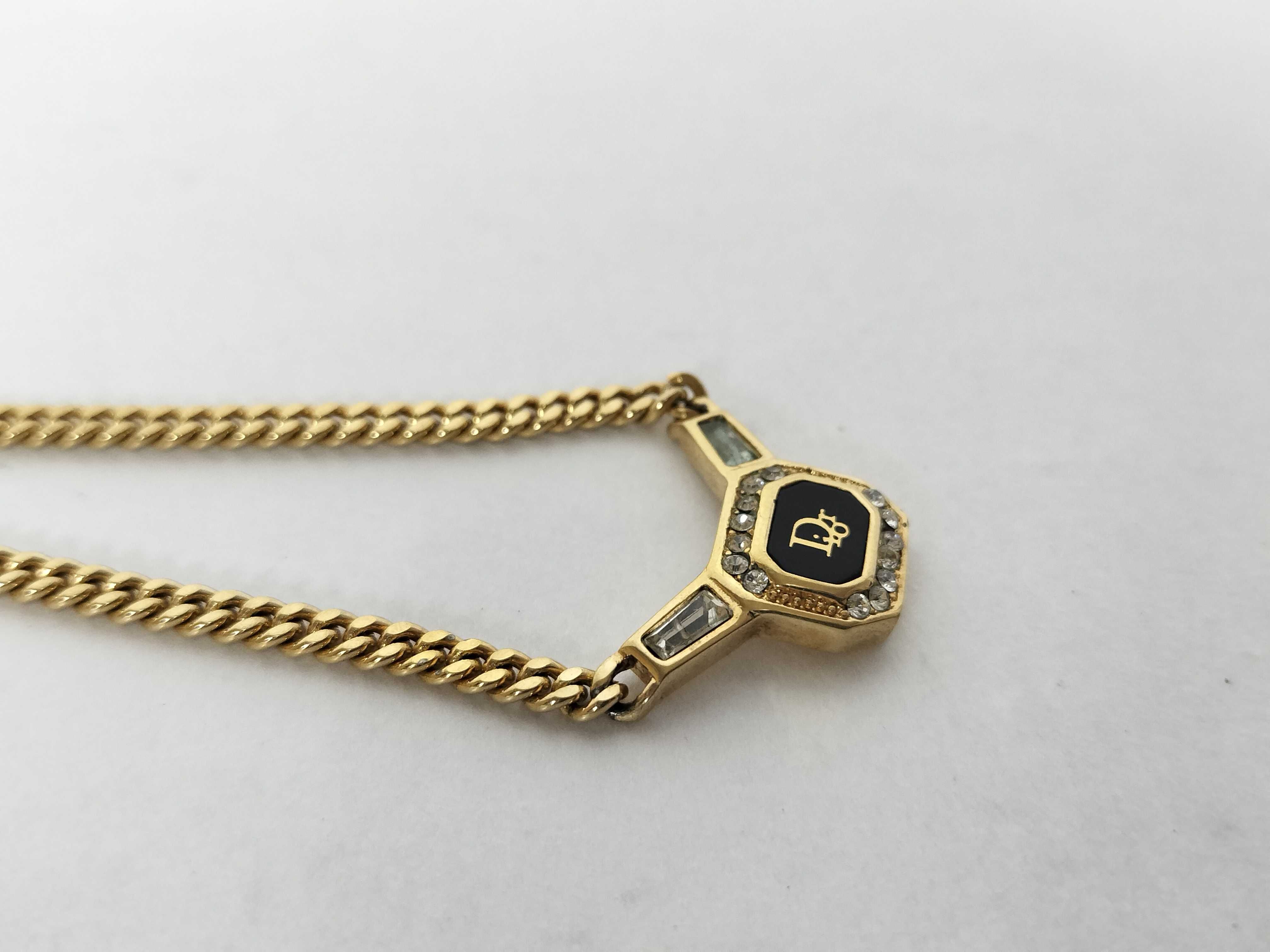 central logo rhinestone octagon pendant necklace — view 6