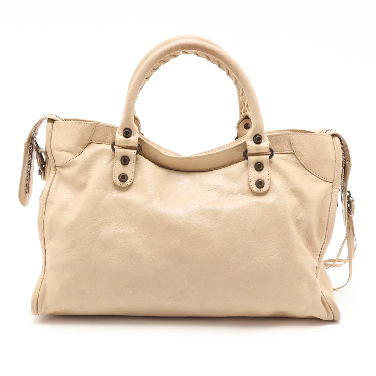 The City Leather 2-Way Handbag, Beige, 115748, with Mirror — view 2