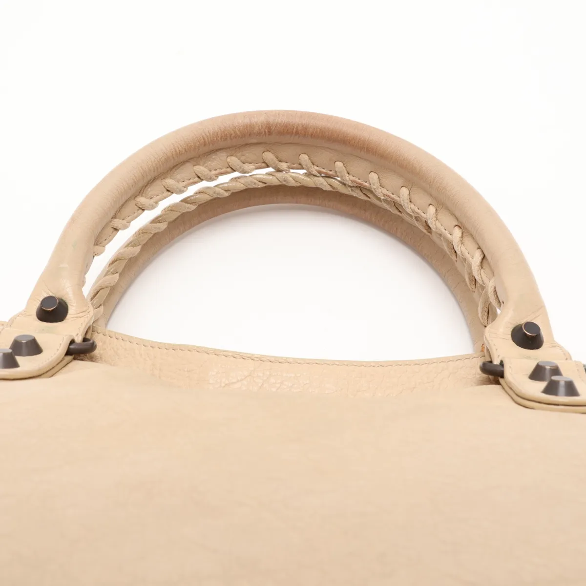 The City Leather 2-Way Handbag, Beige, 115748, with Mirror — view 6