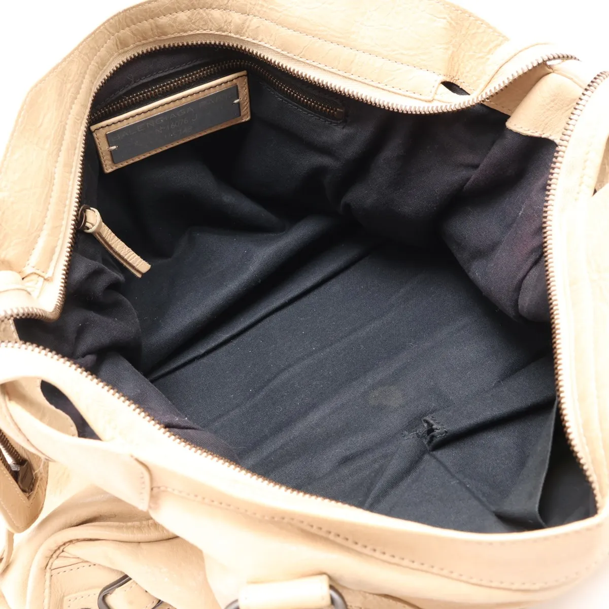 The City Leather 2-Way Handbag, Beige, 115748, with Mirror — view 8