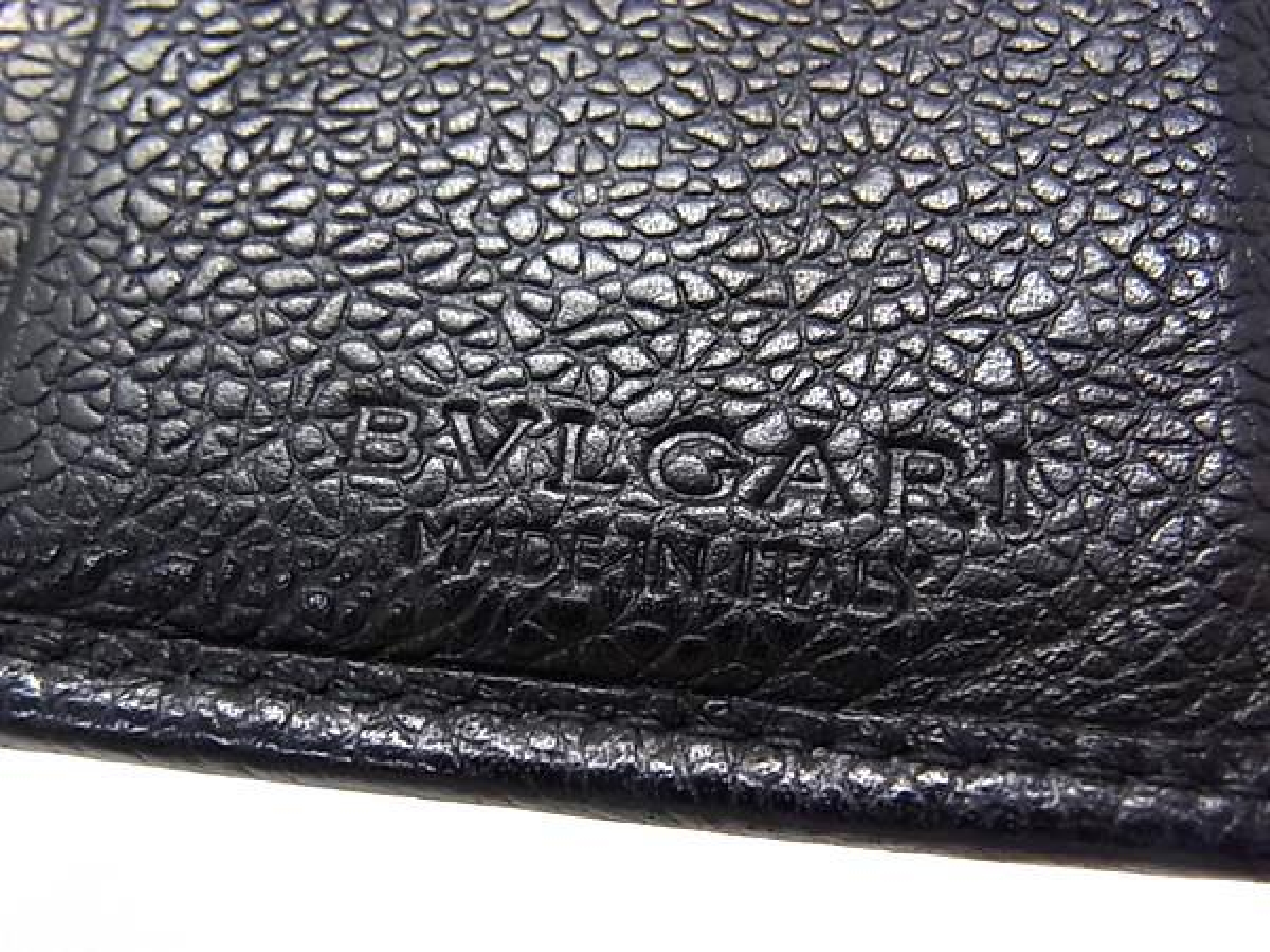 Bulgari Leather Bi-fold Wallet Card Holder Men's Black FY2807 Billfold — view 5