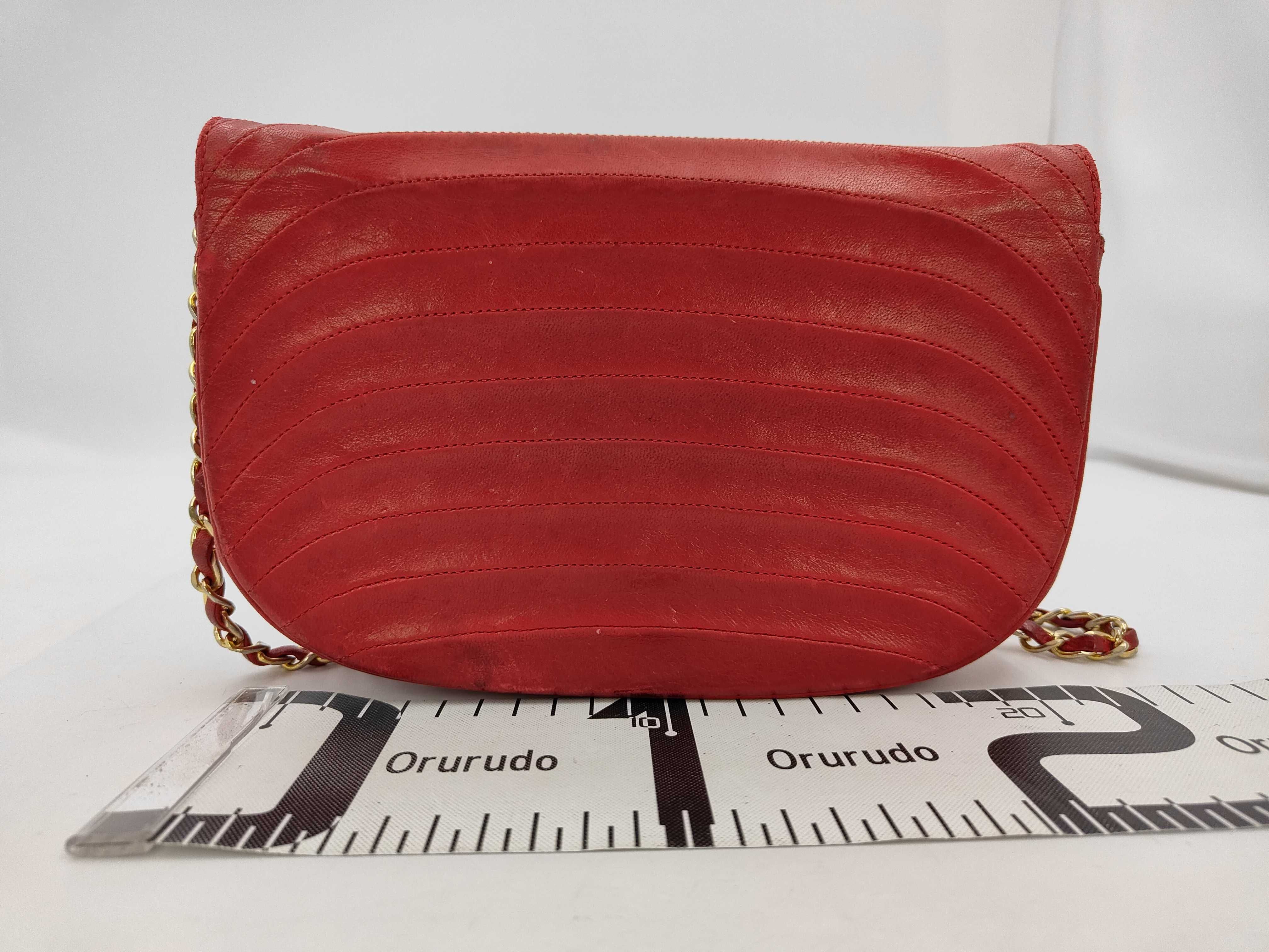 Half Moon Lambskin Shoulder Bag in Red with Gold Hardware — view 2