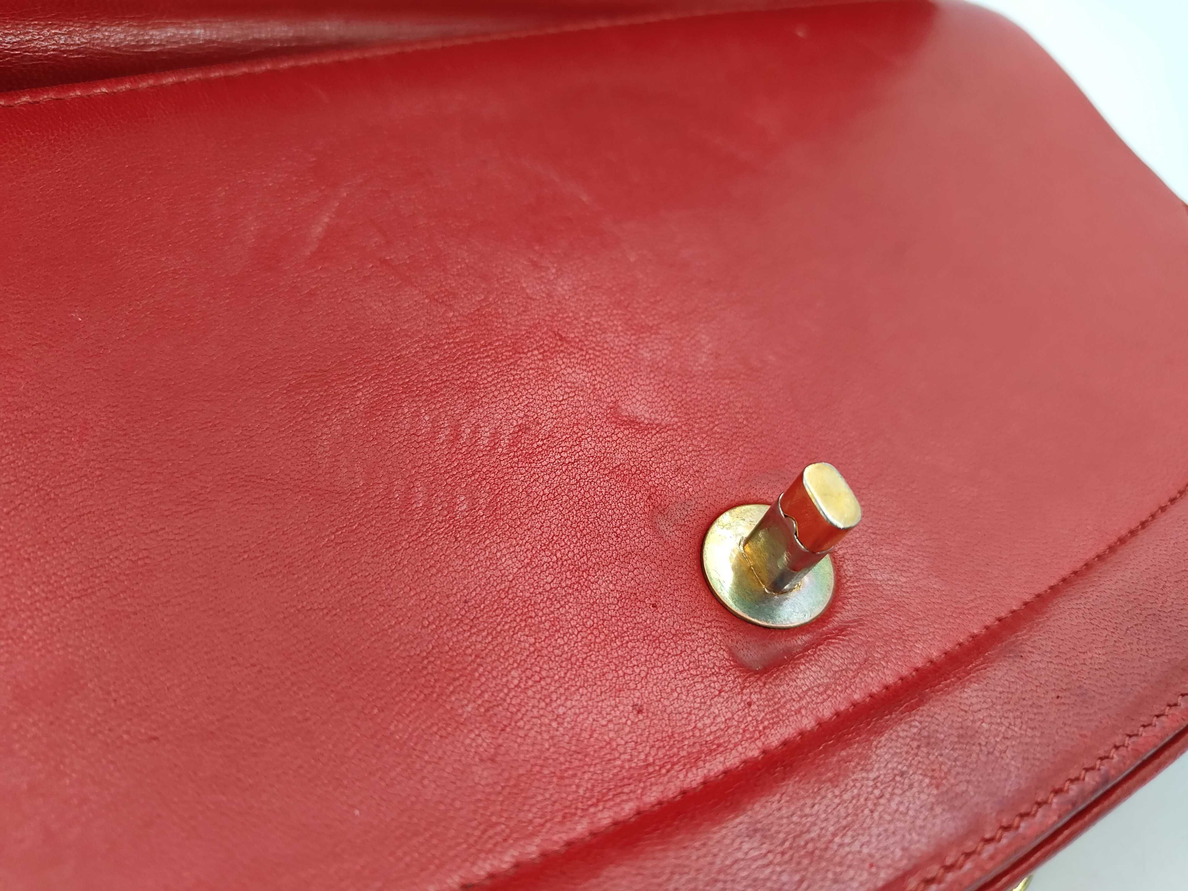 Half Moon Lambskin Shoulder Bag in Red with Gold Hardware — view 12