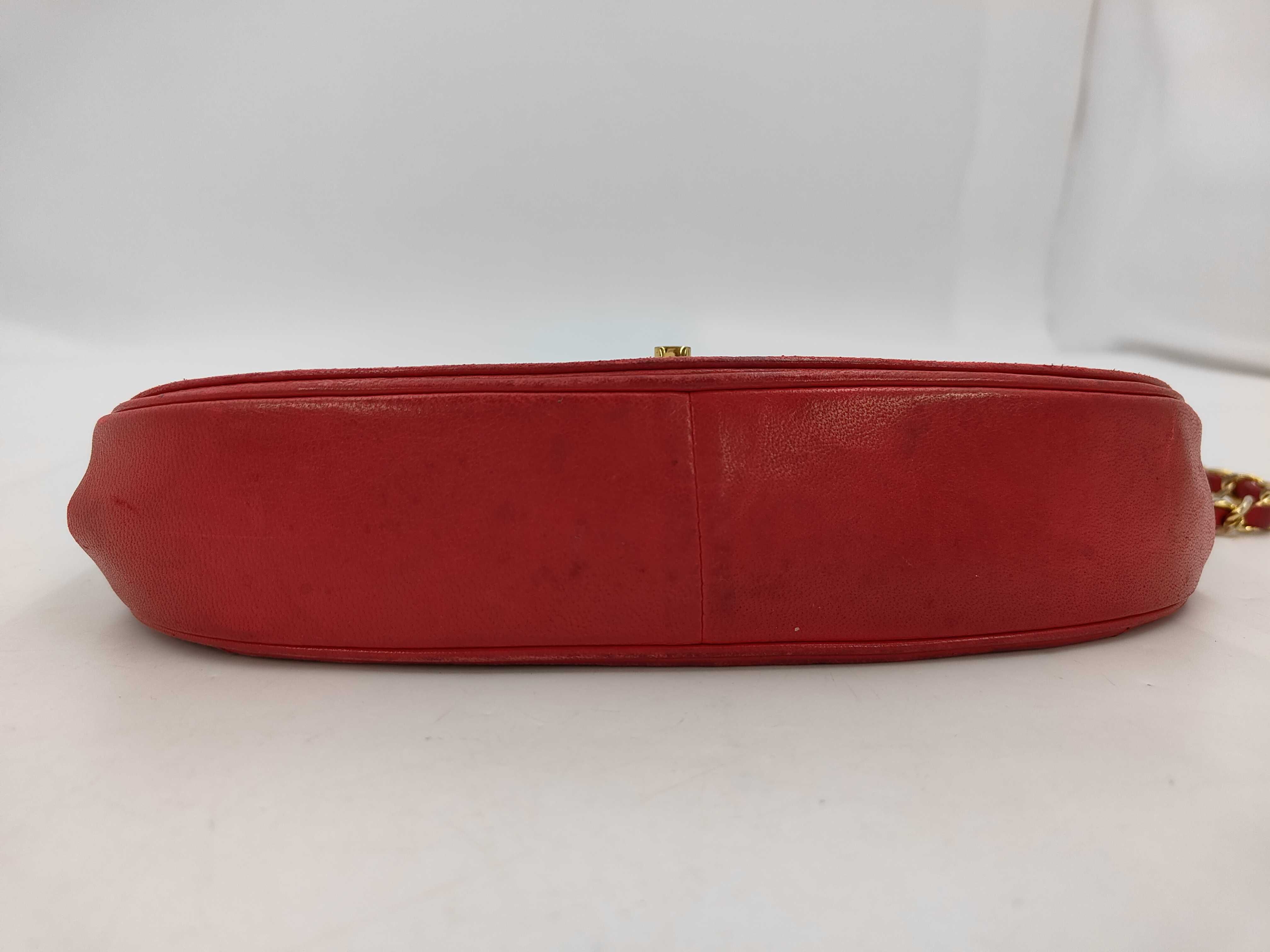 Half Moon Lambskin Shoulder Bag in Red with Gold Hardware — view 3