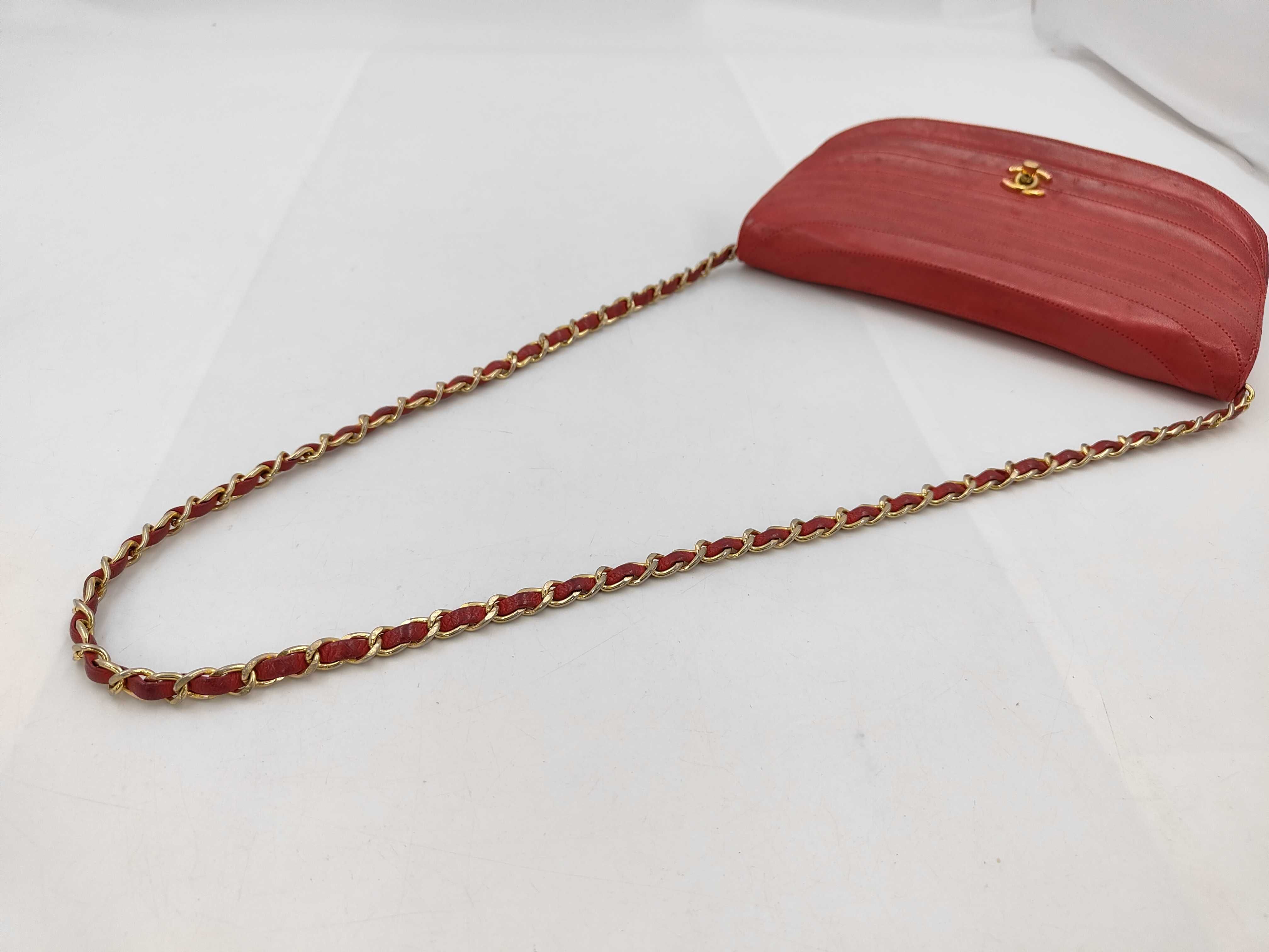 Half Moon Lambskin Shoulder Bag in Red with Gold Hardware — view 6