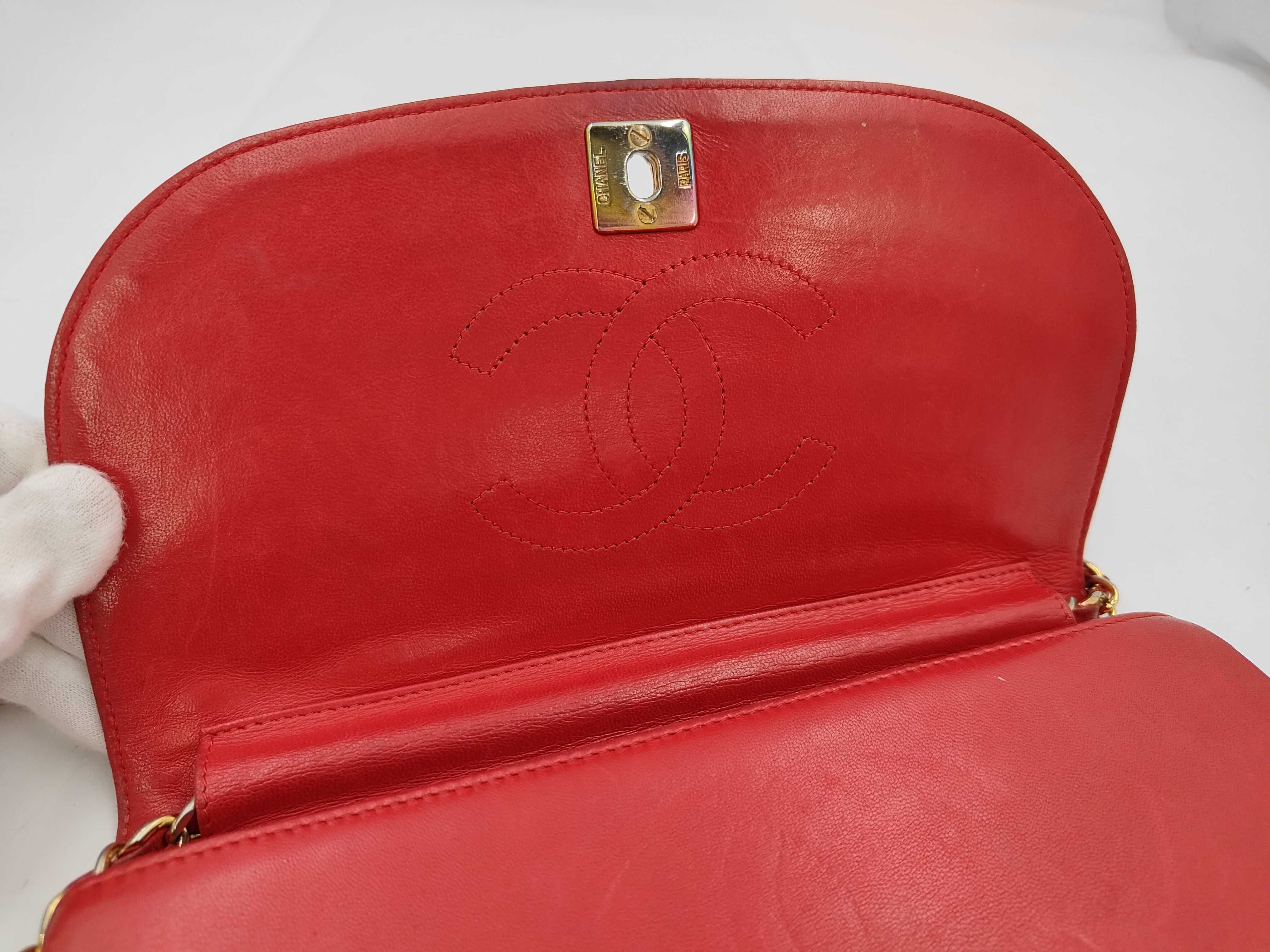 Half Moon Lambskin Shoulder Bag in Red with Gold Hardware — view 7