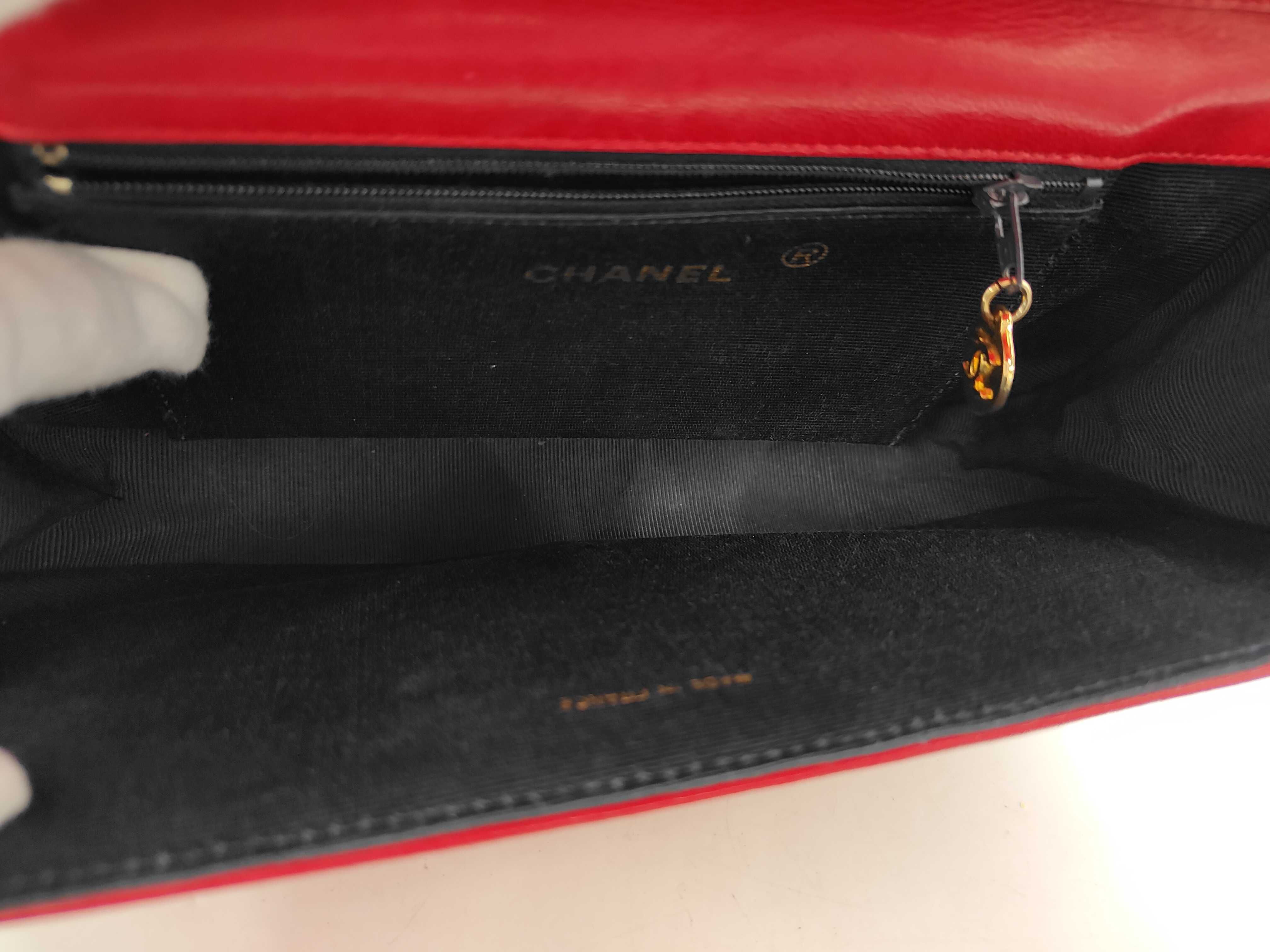 Half Moon Lambskin Shoulder Bag in Red with Gold Hardware — view 10